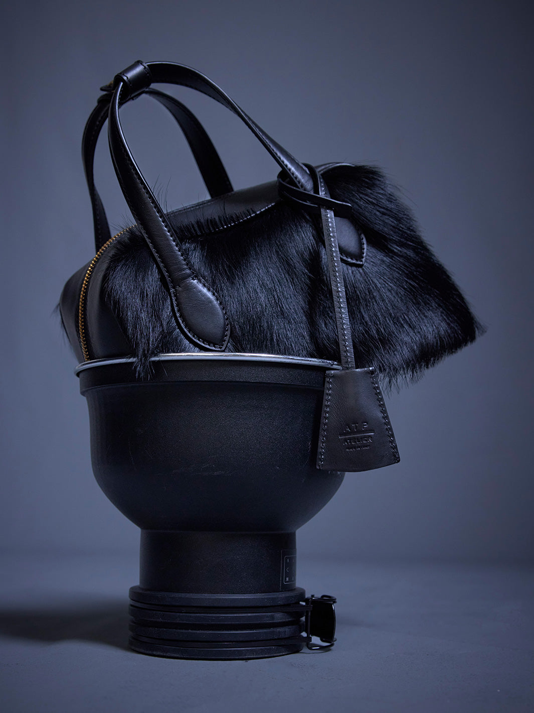 Ormelle Black Pony/Leather Top handle bag