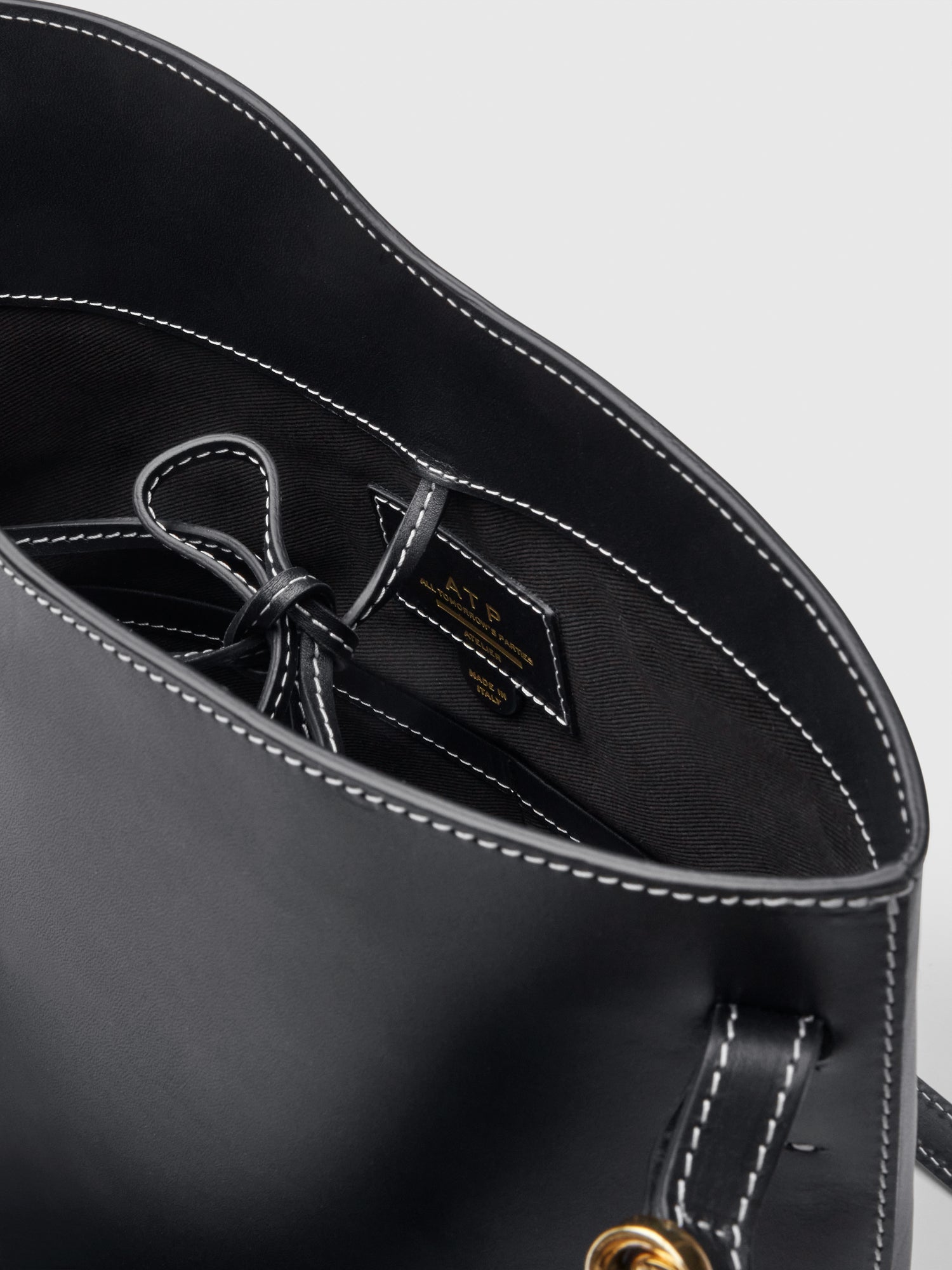 Scafati Black/Contrast Stitch Leather Tote bag