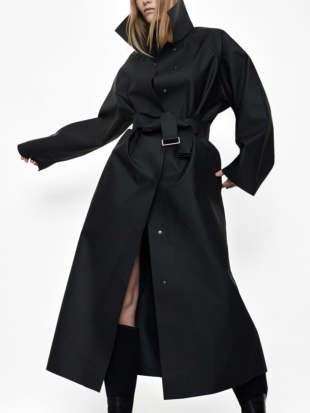 Luino Black Polyurethane Coat