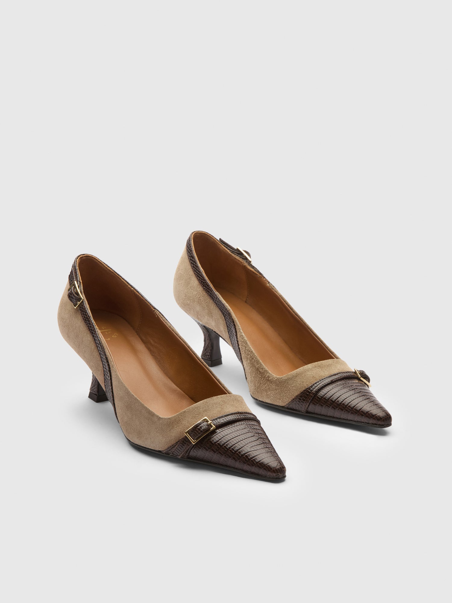 Abbadia Avena/Walnut Suede/Printed Lizard Pumps