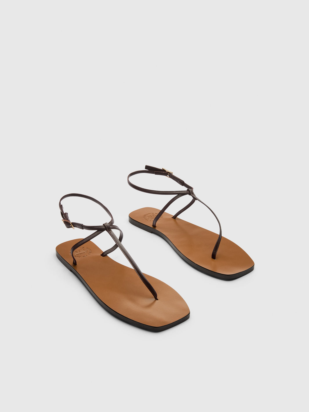 Alassio Walnut Nappa Flat sandals