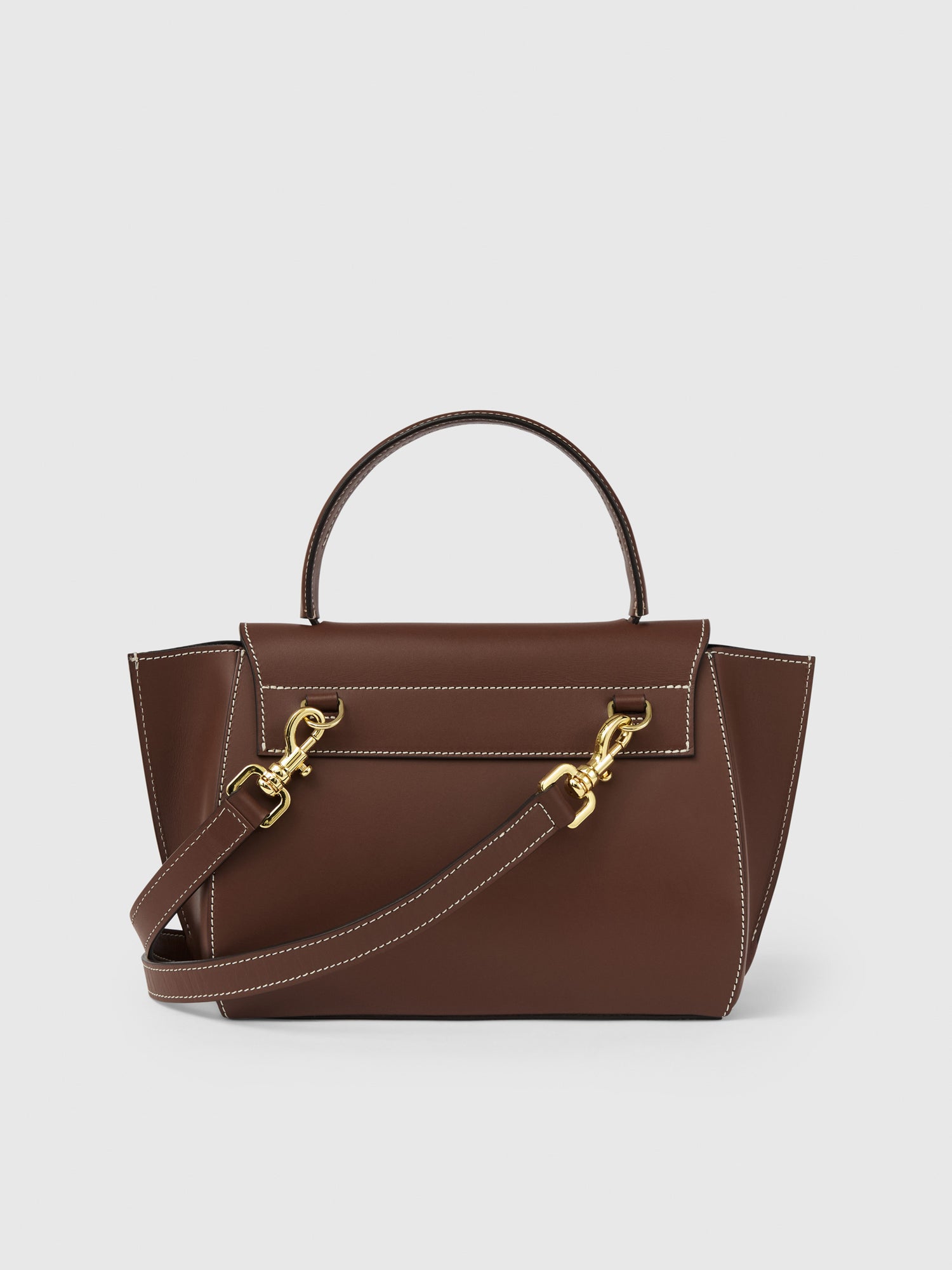 Arezzo Cannella/Contrast Stitch Leather Handbag