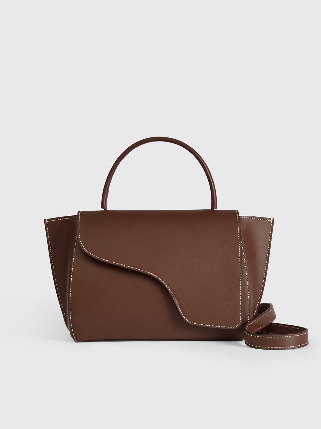 Arezzo Cannella/Contrast Stitch Leather Handbag