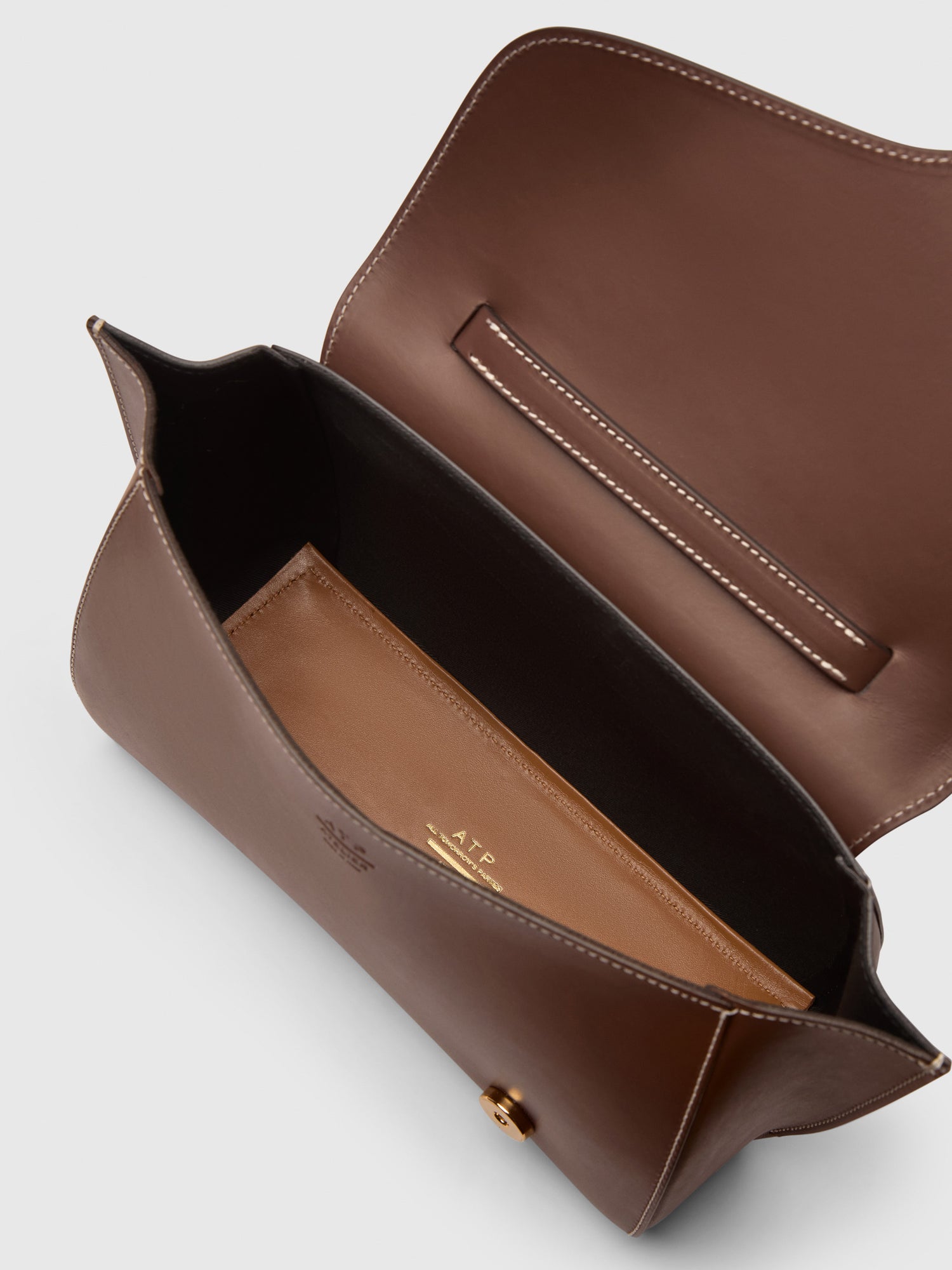 Arezzo Cannella/Contrast Stitch Leather Handbag