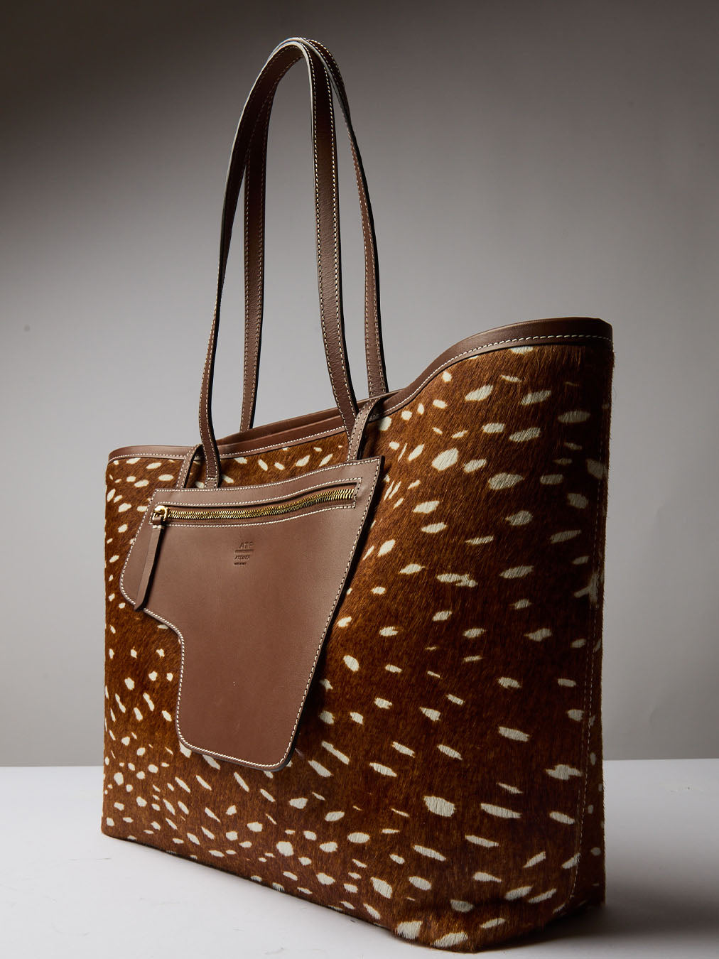 Eraclea Cannella Printed Cerbiatto/Leather Large tote bag