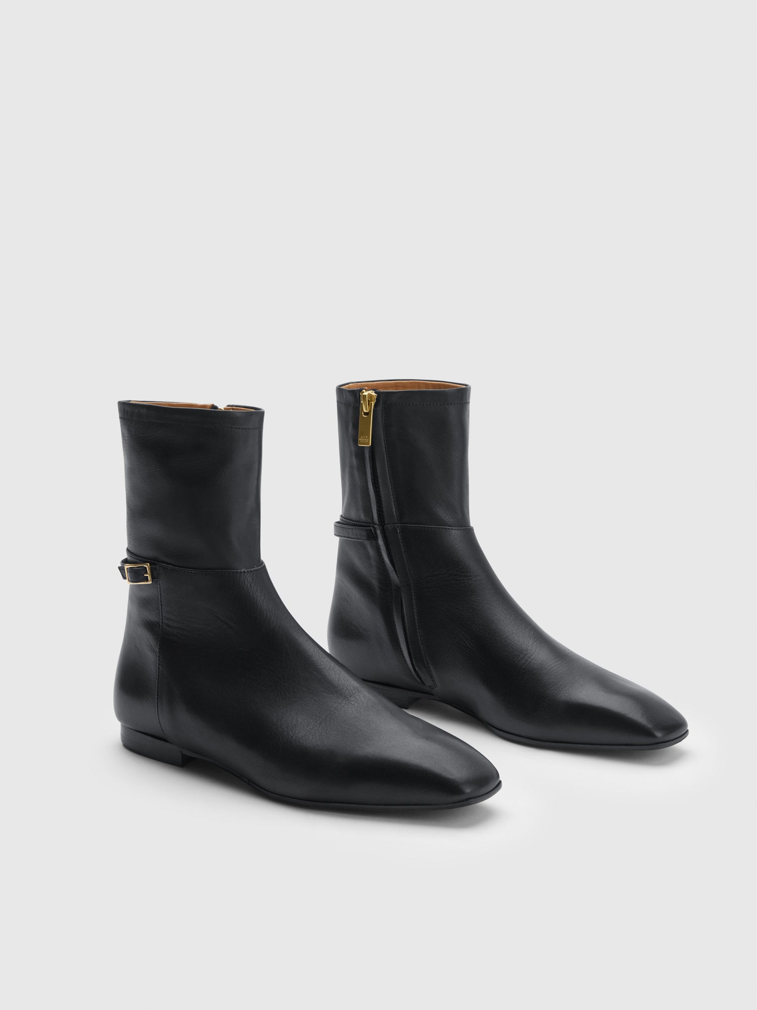 Barzio Black Leather Ankle boots