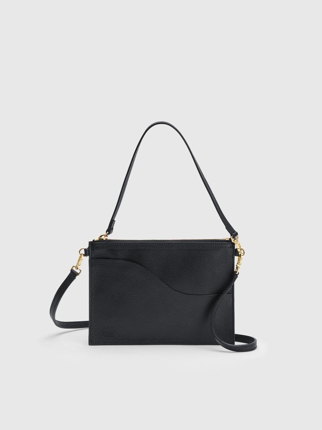 Buonarroti Black Grained Leather Pouch