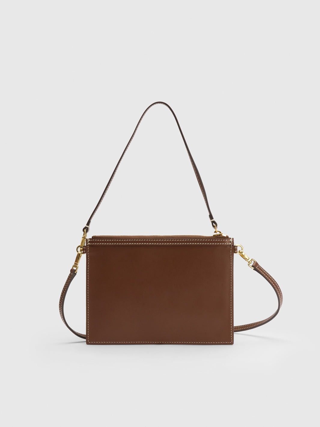 Buonarroti Cannella/Contrast Stitch Leather Pouch