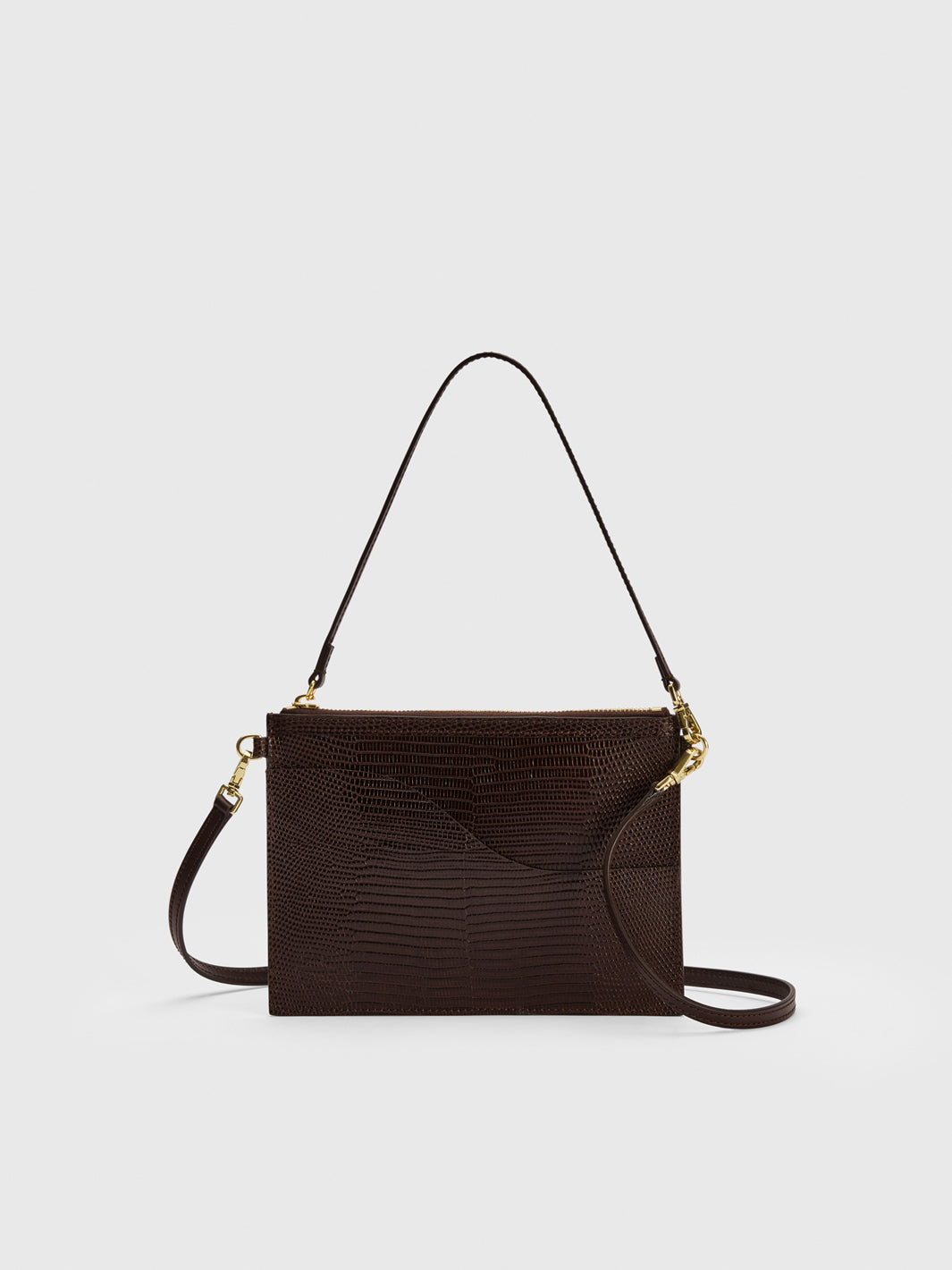 Buonarroti Walnut Printed Lizard/Leather Pouch