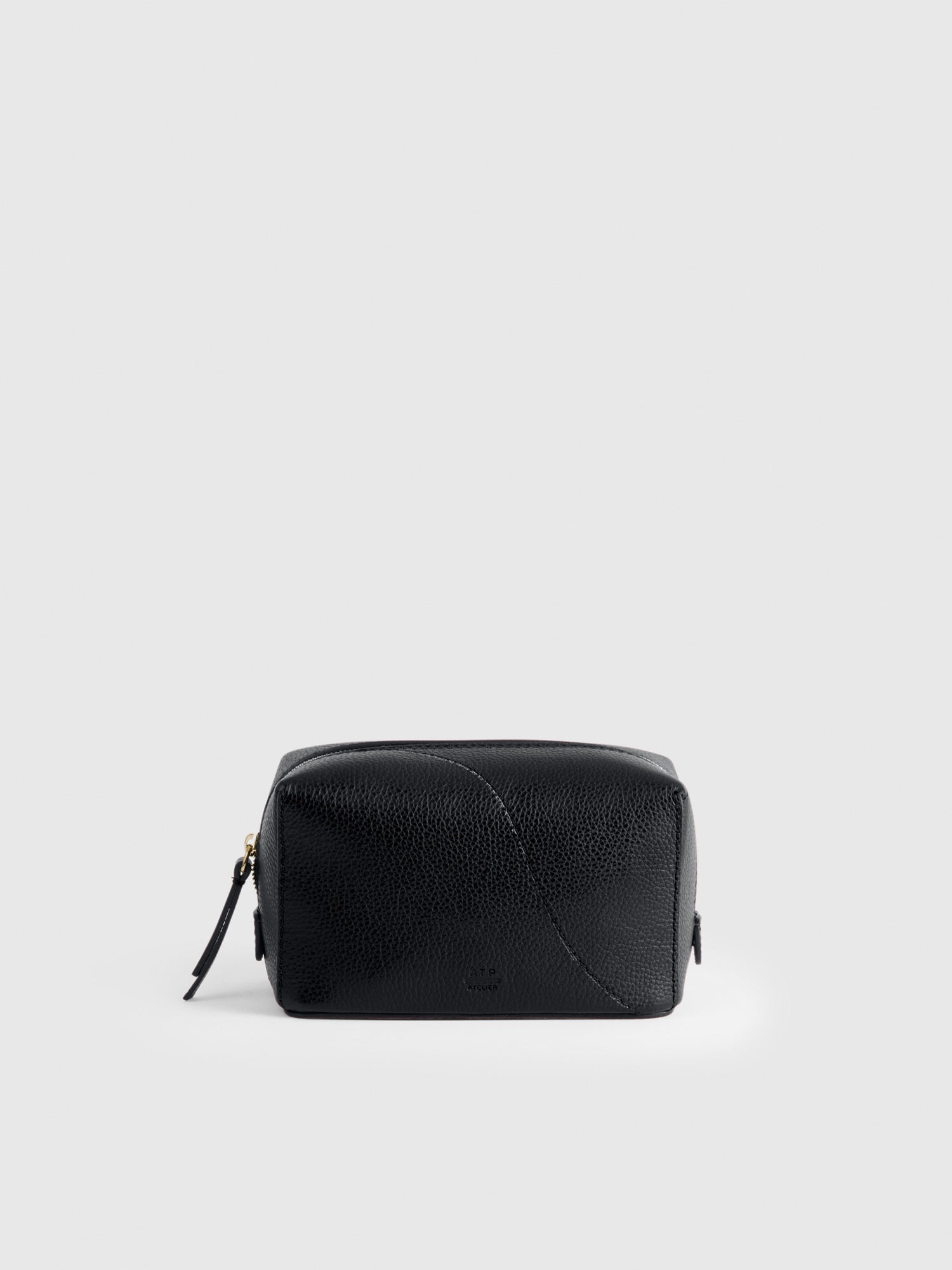 Capanne Black Grained Leather Beauty Bag