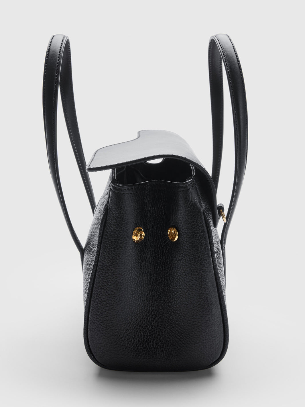 Carloforte Black Grained Leather/Leather Top handle bag