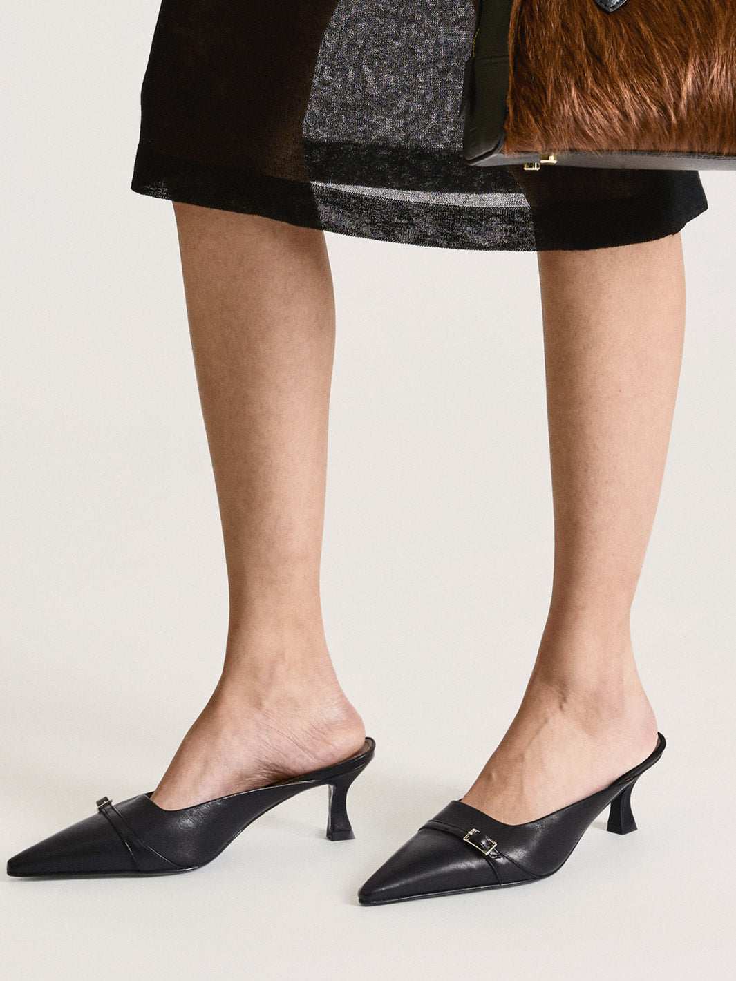 Cesana Black Leather Mules