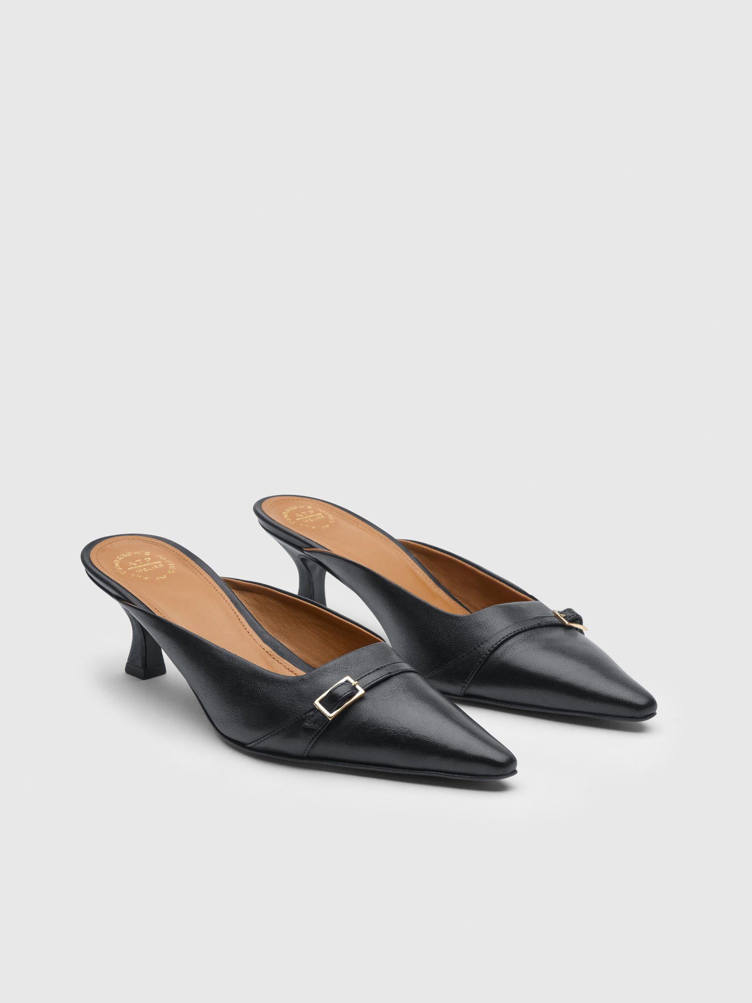 Cesana Black Leather Mules