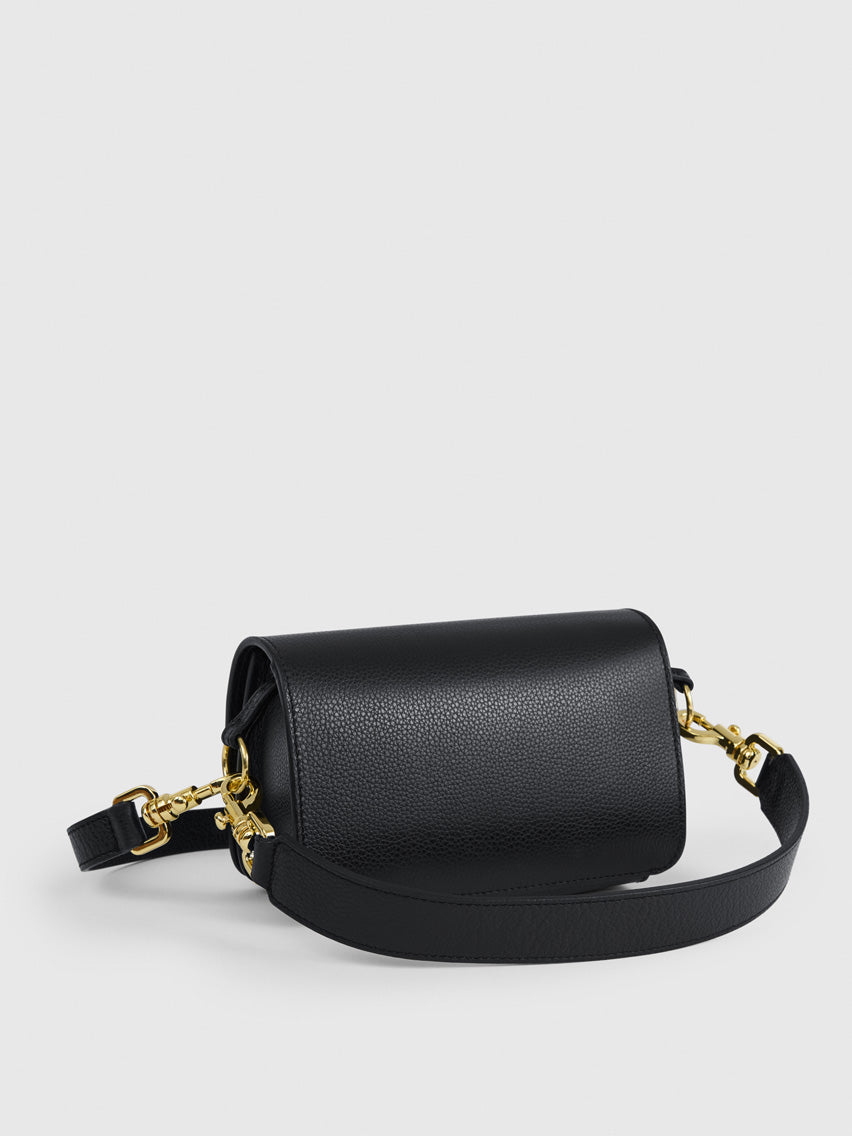 Corsina Black Grained Leather Shoulder bag
