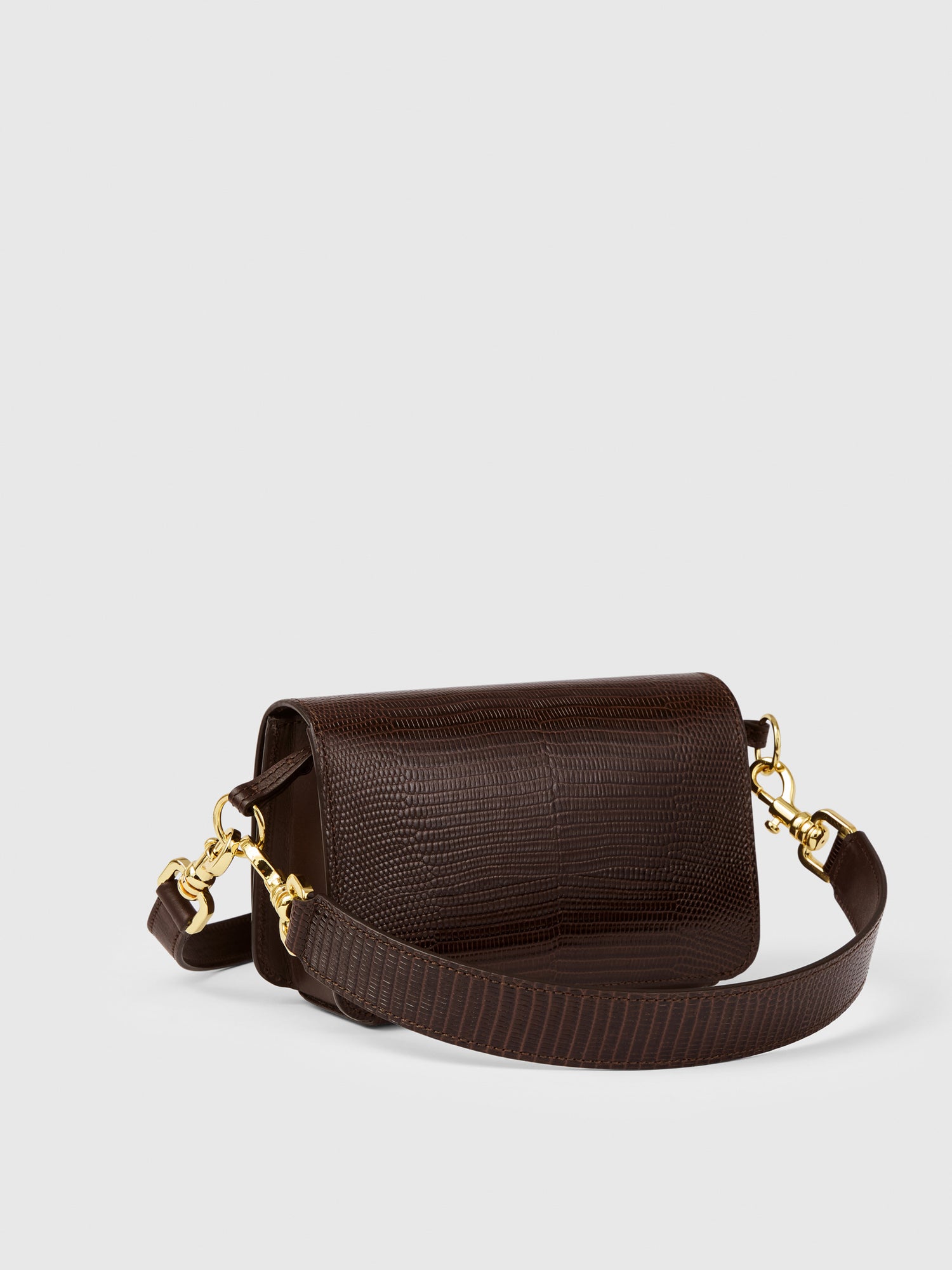 Corsina Walnut Printed Lizard/Leather Shoulder bag