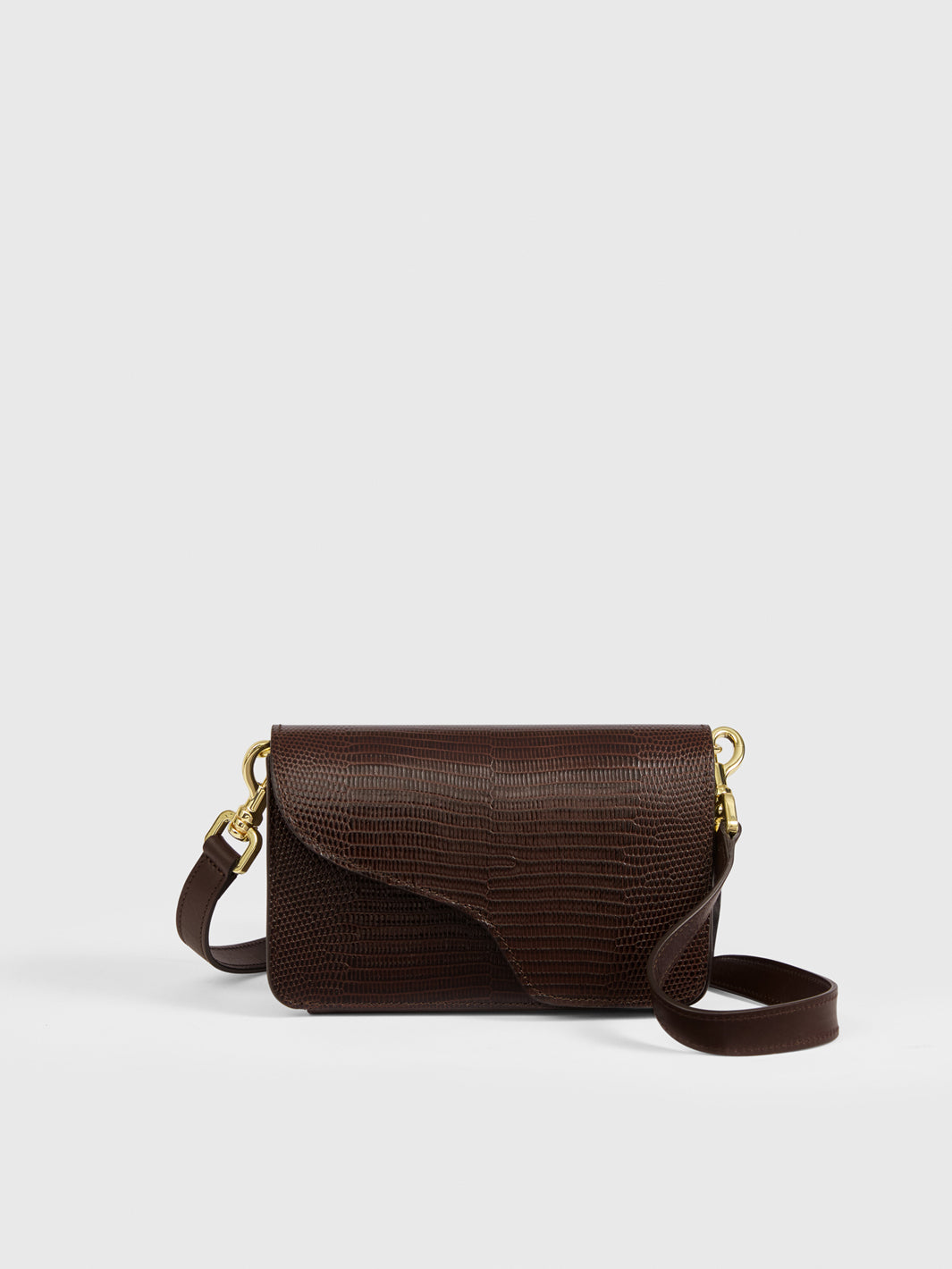 Corsina Walnut Printed Lizard/Leather Shoulder bag