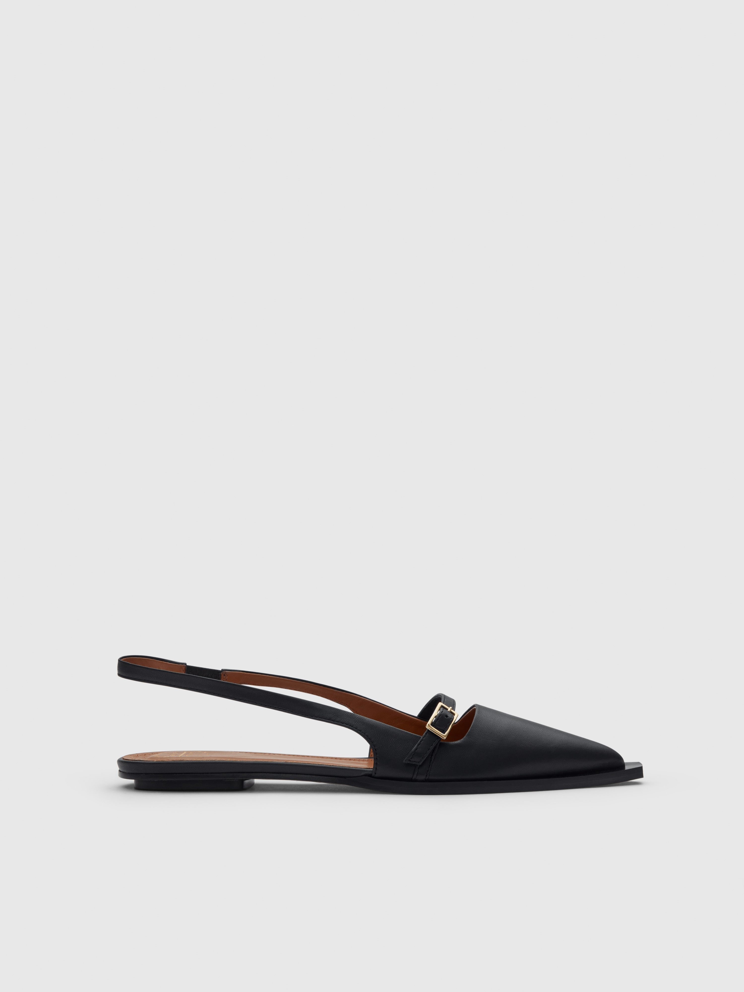 Cortina Black Nappa Flat Slingbacks - Main Image