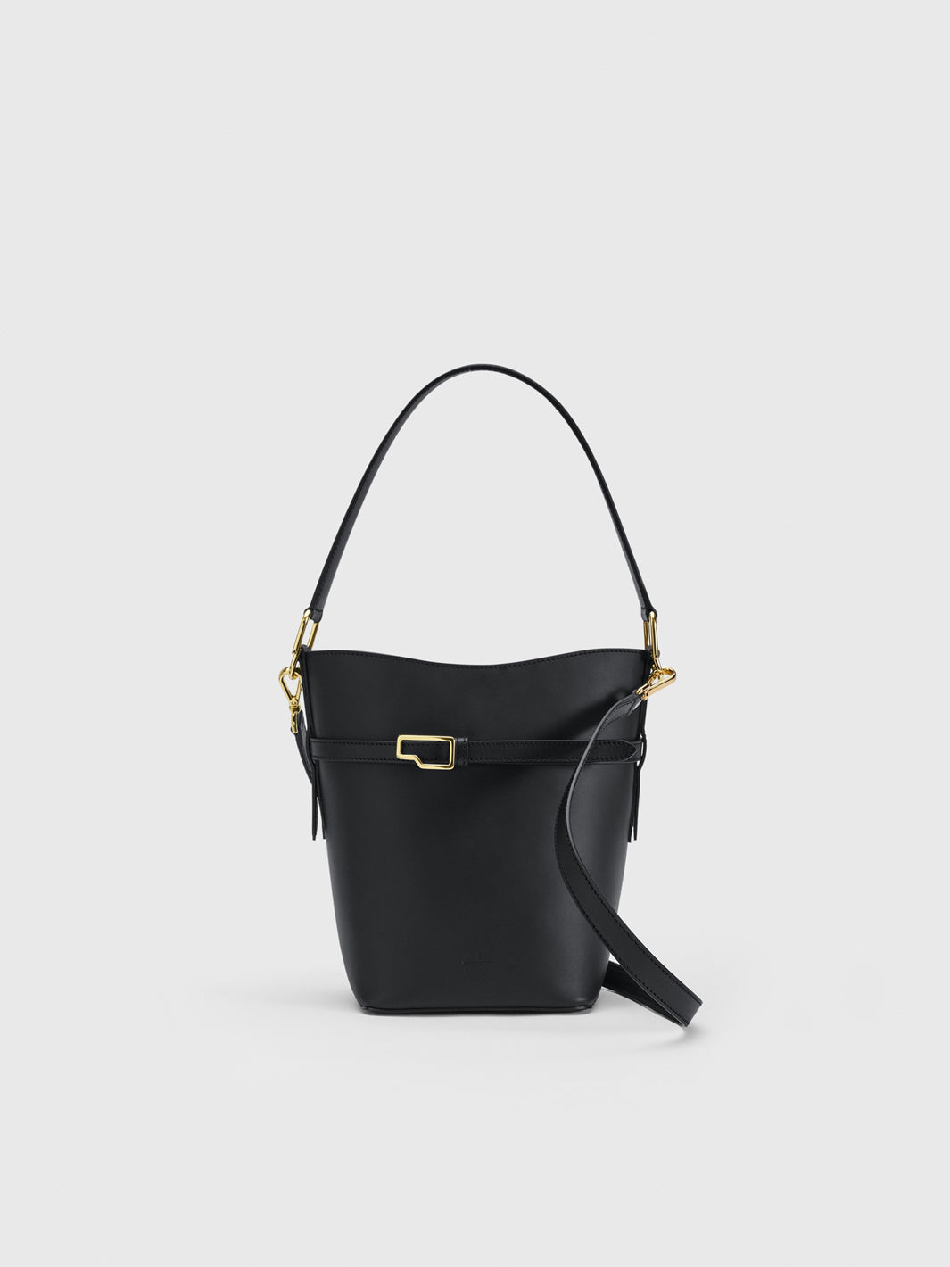 Cremella Black Leather Bucket bag
