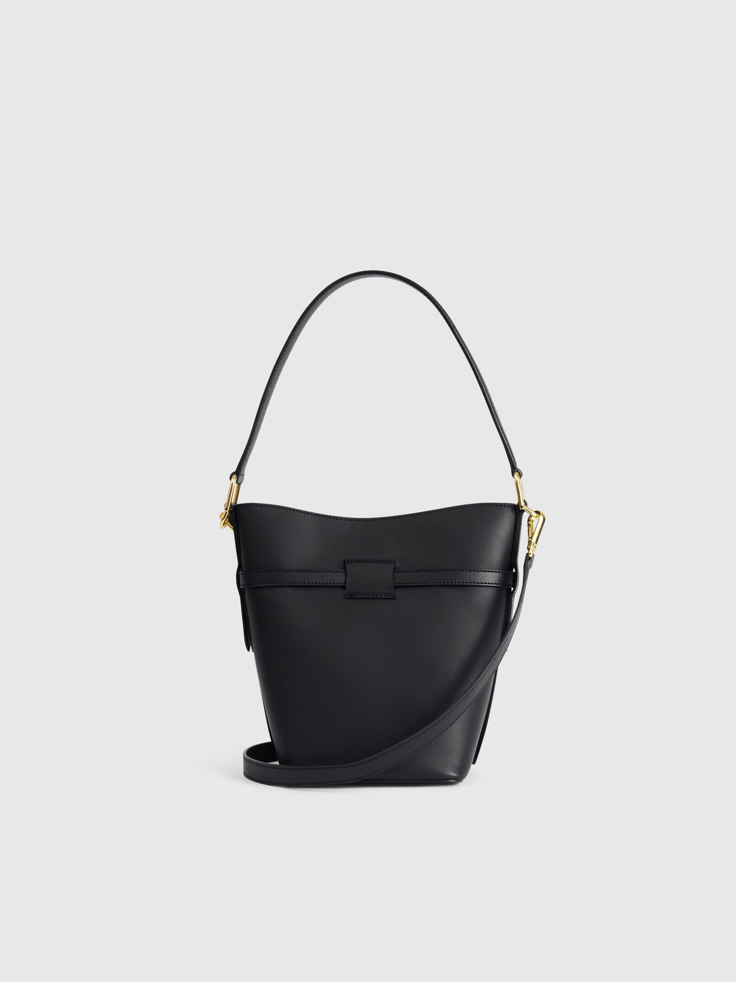 Cremella Black Leather Bucket bag