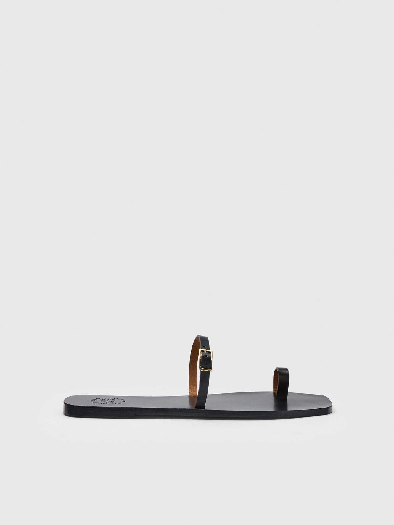Dongo Black Leather Flat sandals