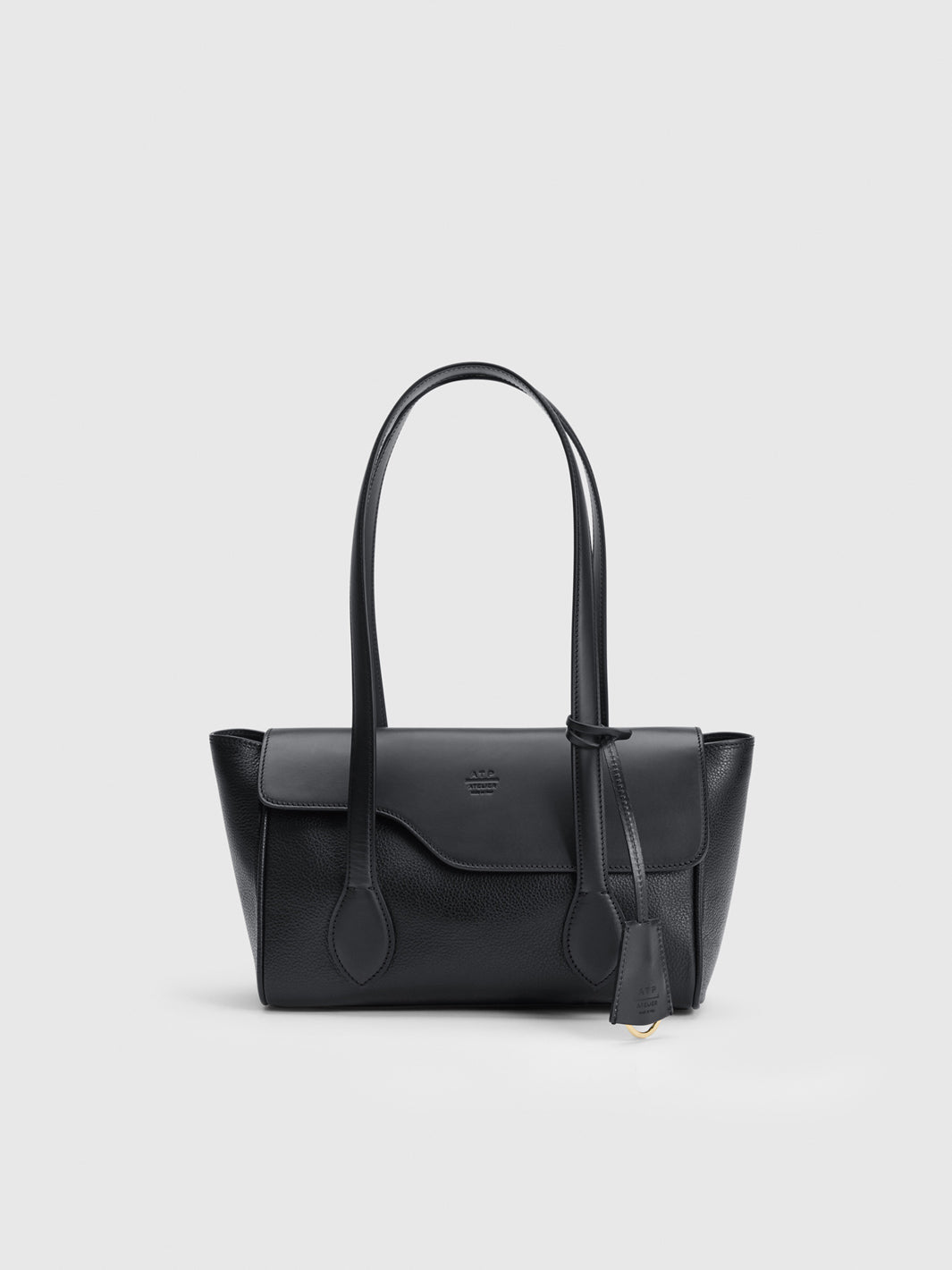 Eira Black Grained Leather Shoulder bag