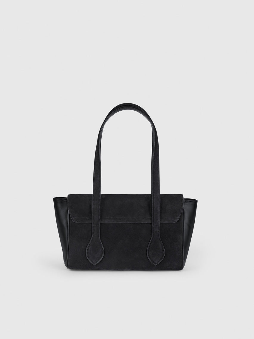 Eira Black Suede/Leather Shoulder bag