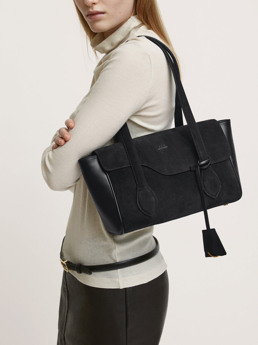 Eira Black Suede/Leather Shoulder bag