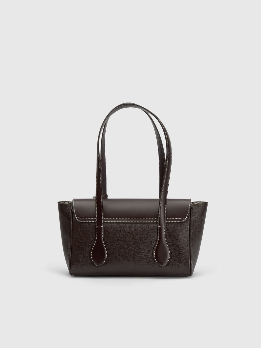 Eira Walnut/Contrast Stitch Grained Leather Shoulder bag