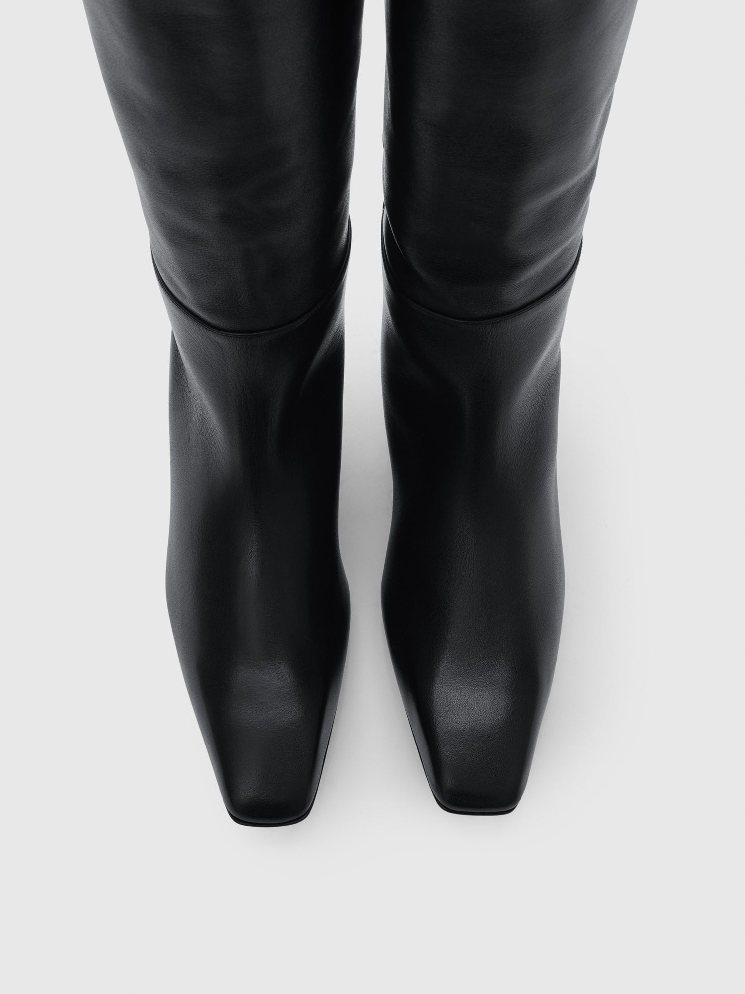 Erve Black Leather Knee high boots