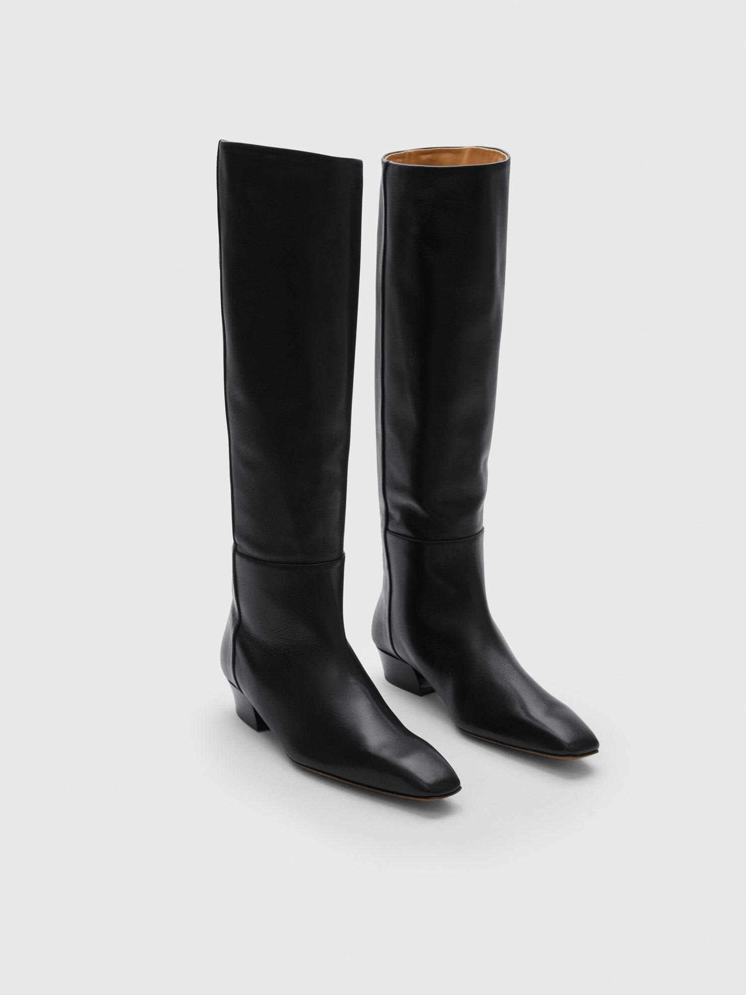 Erve Black Leather Knee high boots