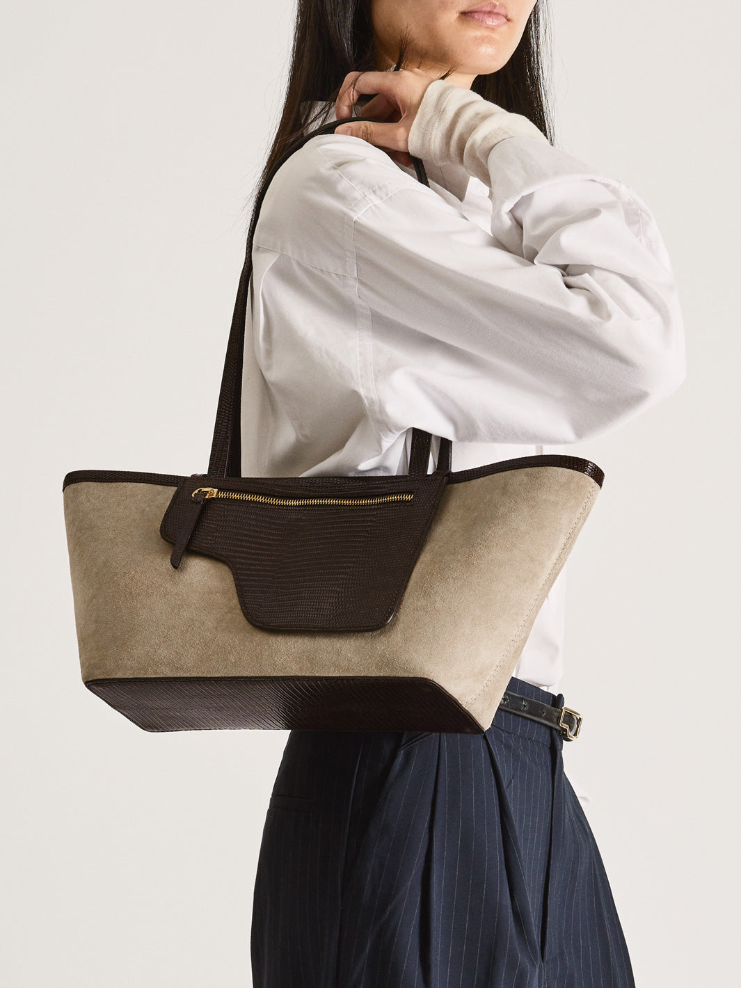 Gaiba Avena/Walnut Suede/Printed Lizard Mini tote bag