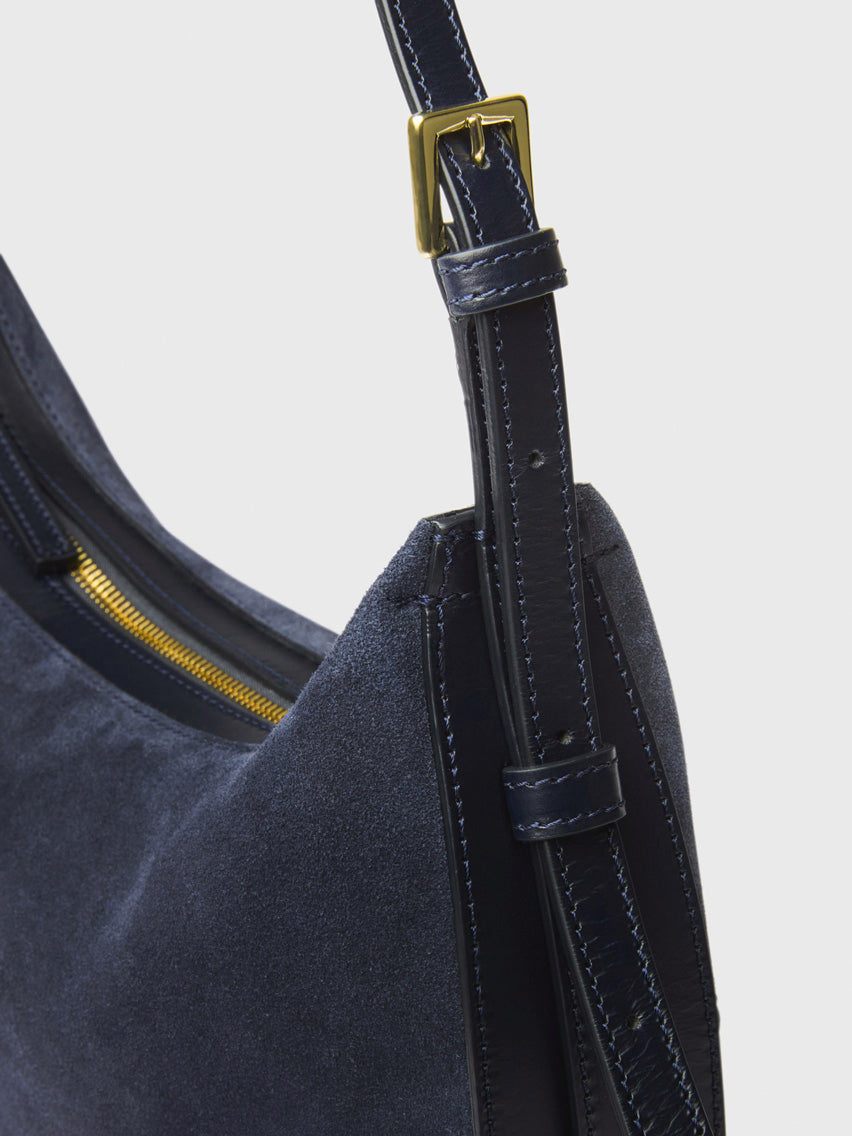 Liveri Mirtillo Suede/Leather Small hobo bag