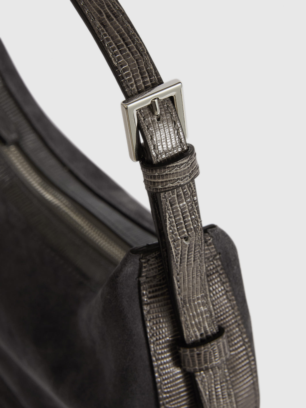 Liveri Peltro Suede/Printed Lizard Small hobo bag