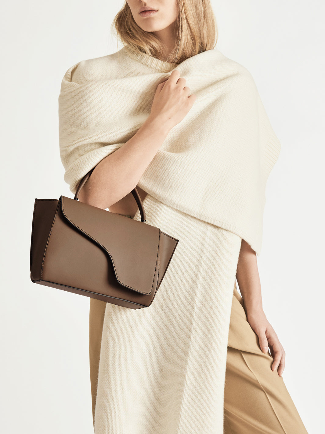 Arezzo Khaki Brown Leather Handbag