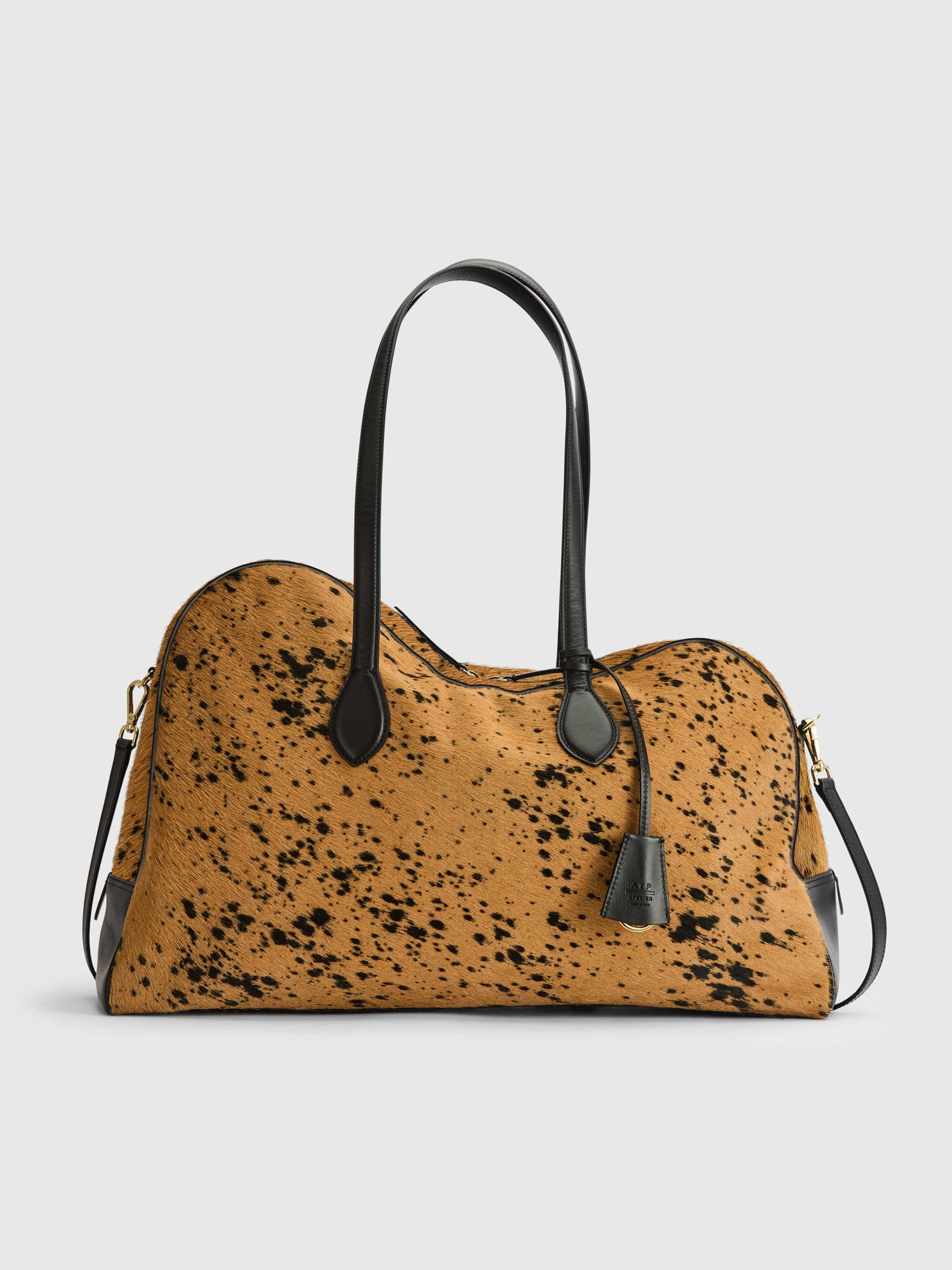 Meda Cannella/Black Printed Mini Cow/Leather Top handle bag