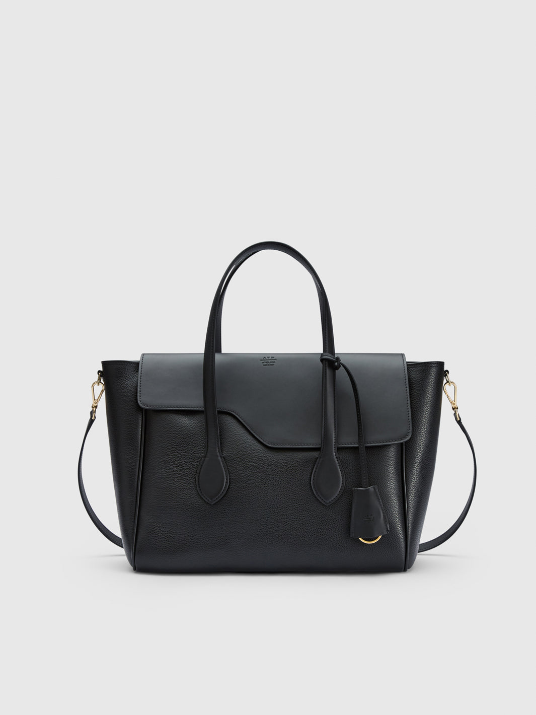 Merlara Black Grained Leather/Leather Large handbag