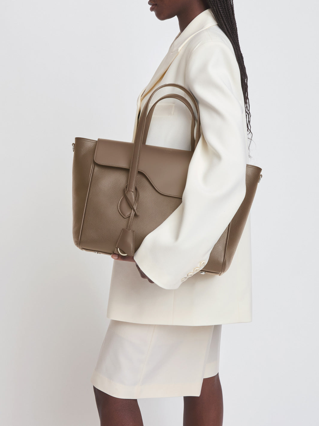 Merlara Tahini Grained Leather/Leather Large handbag