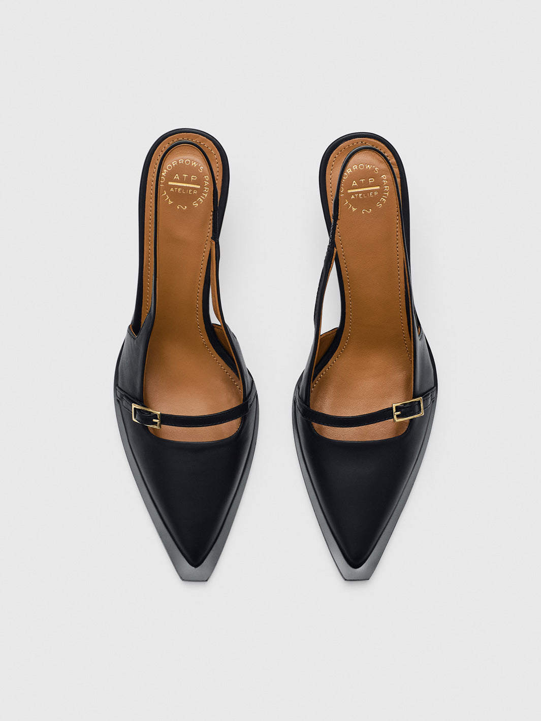 Mira Black Nappa Slingbacks
