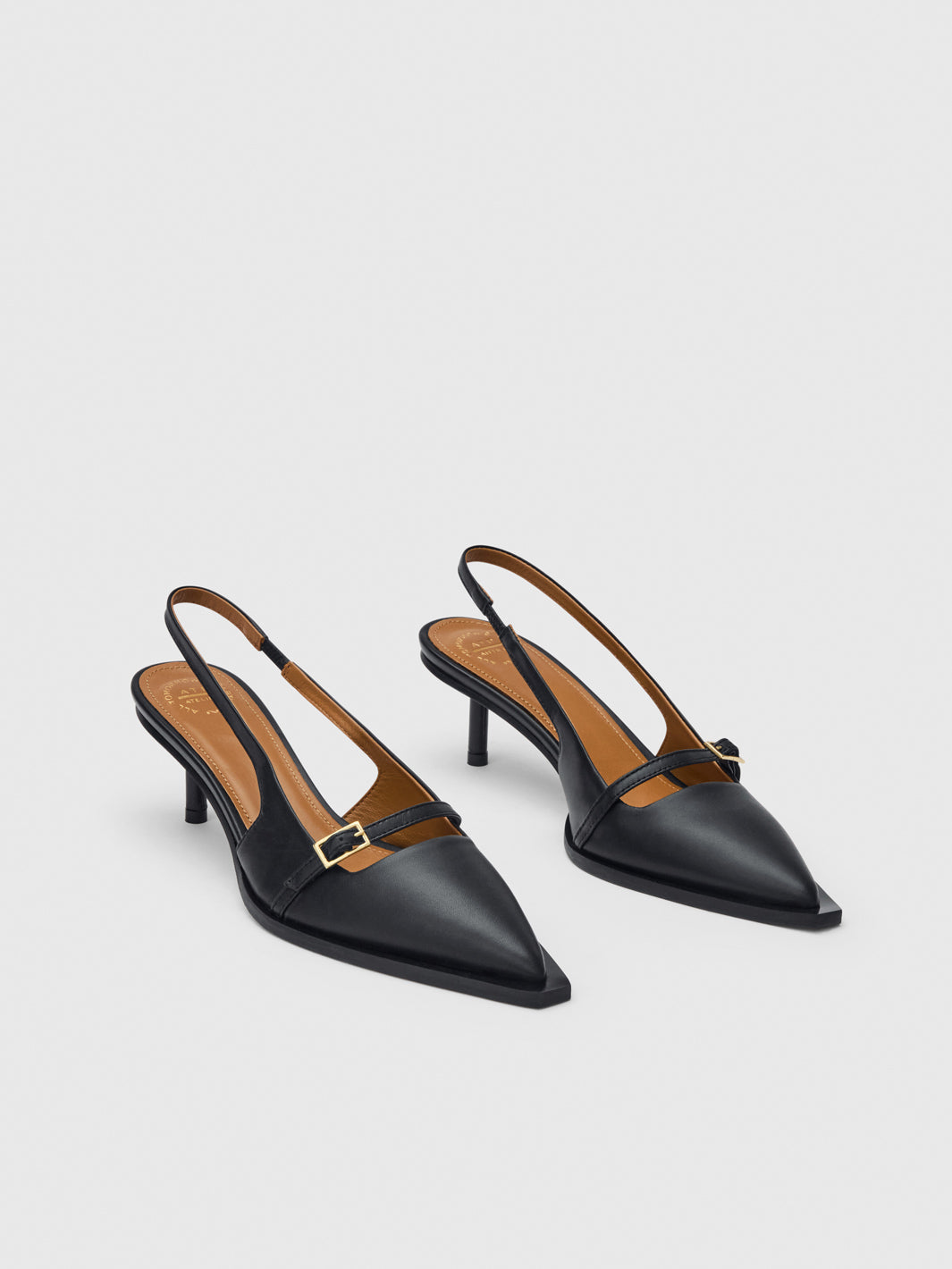 Mira Black Nappa Slingbacks