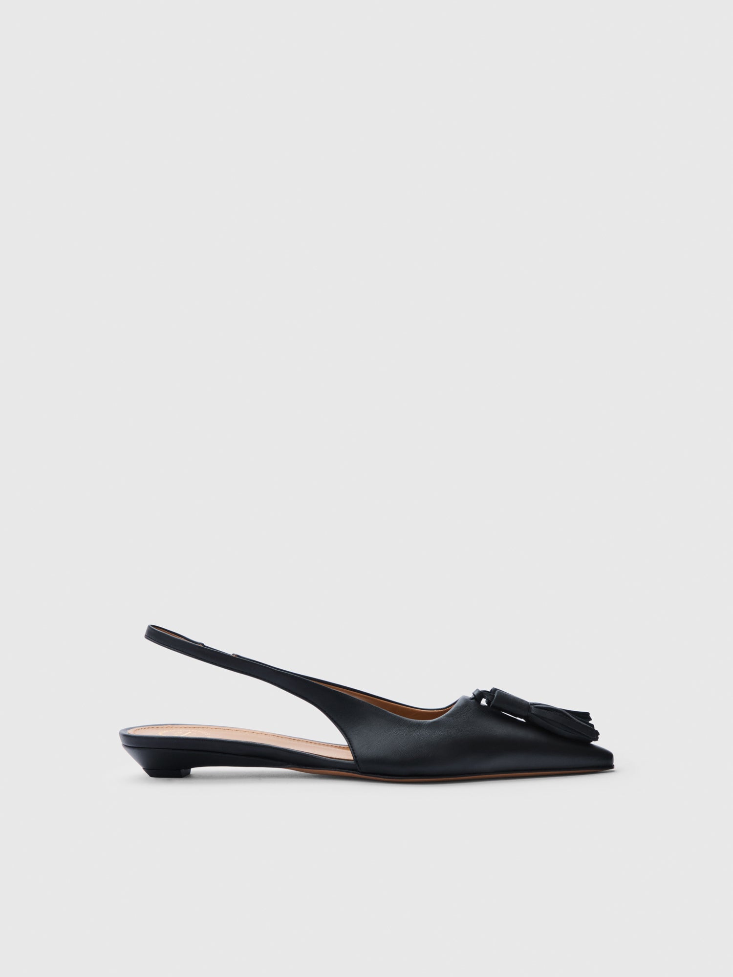 Molvena Black Nappa Flat Slingbacks