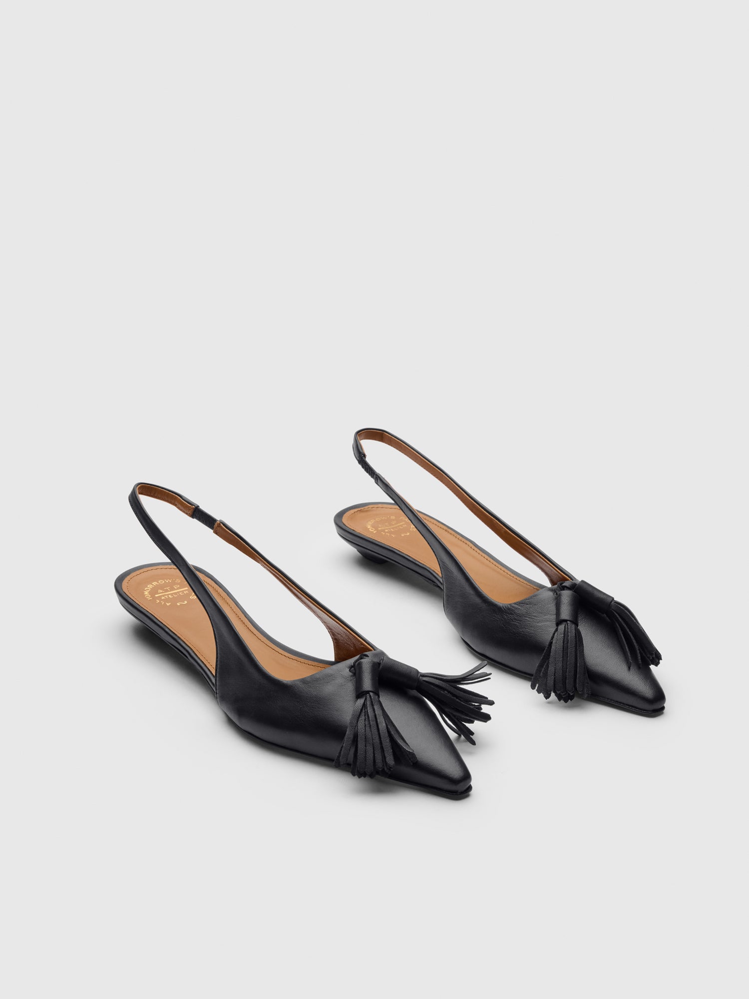 Molvena Black Nappa Flat Slingbacks