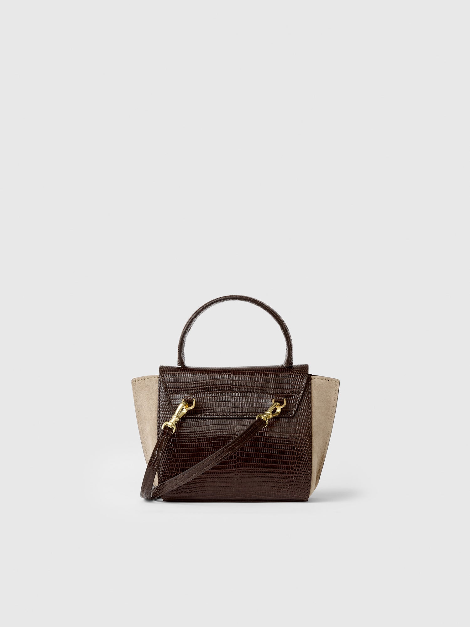 Montalcino Avena/Walnut Suede/Printed Lizard Mini handbag