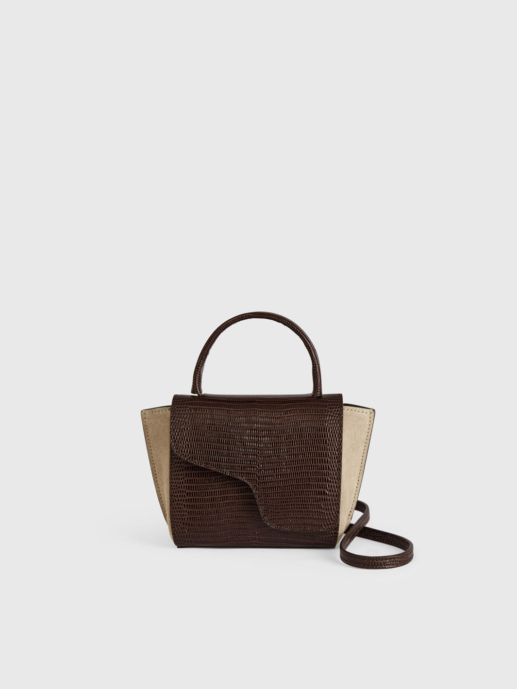 Montalcino Avena/Walnut Suede/Printed Lizard Mini handbag