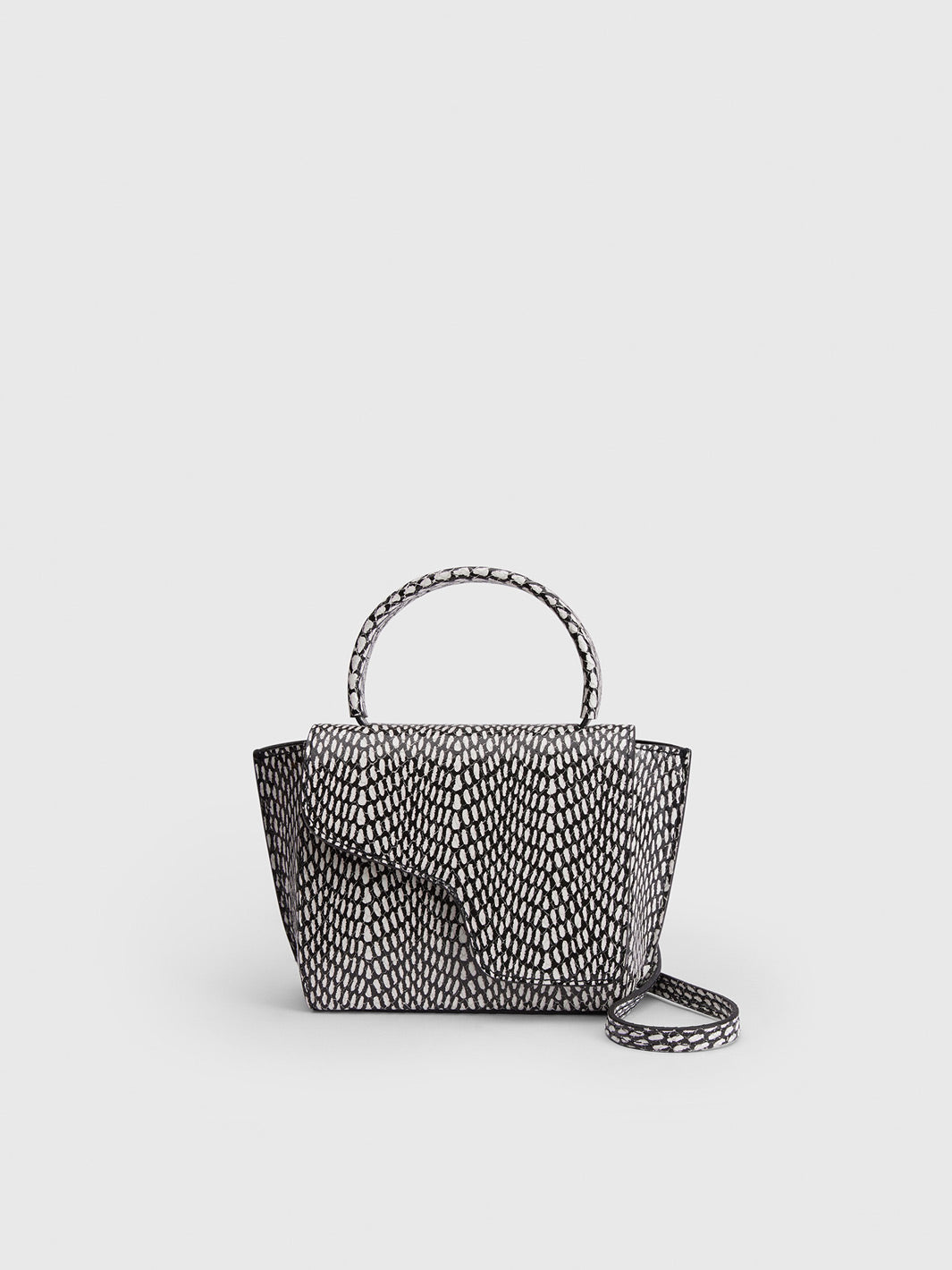 Montalcino Black/Linen Printed Graphic Snake Nappa Mini handbag