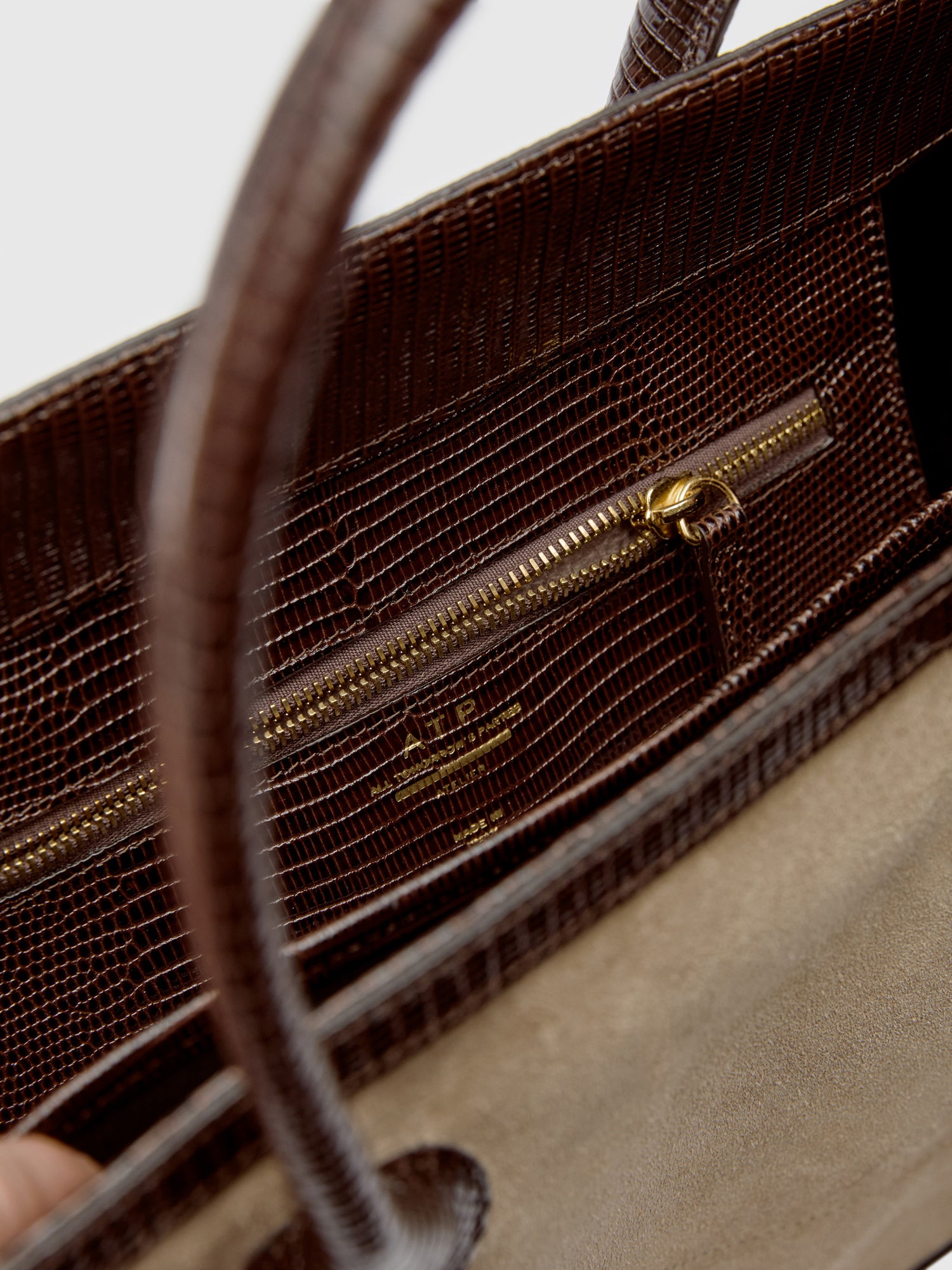 Montefalcione Avena/Walnut Suede/Printed Lizard Book bag