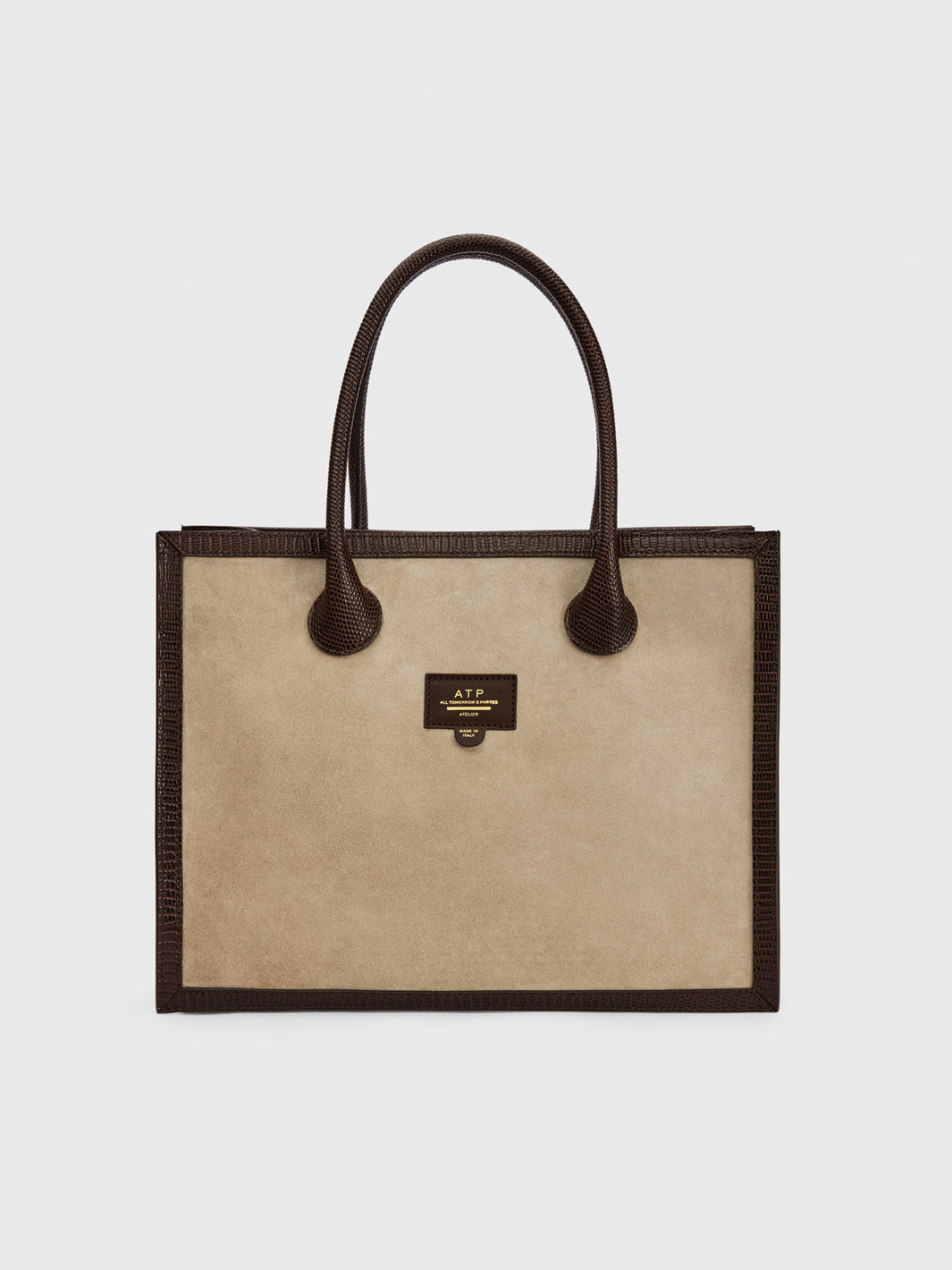 Montefalcione Avena/Walnut Suede/Printed Lizard Book bag