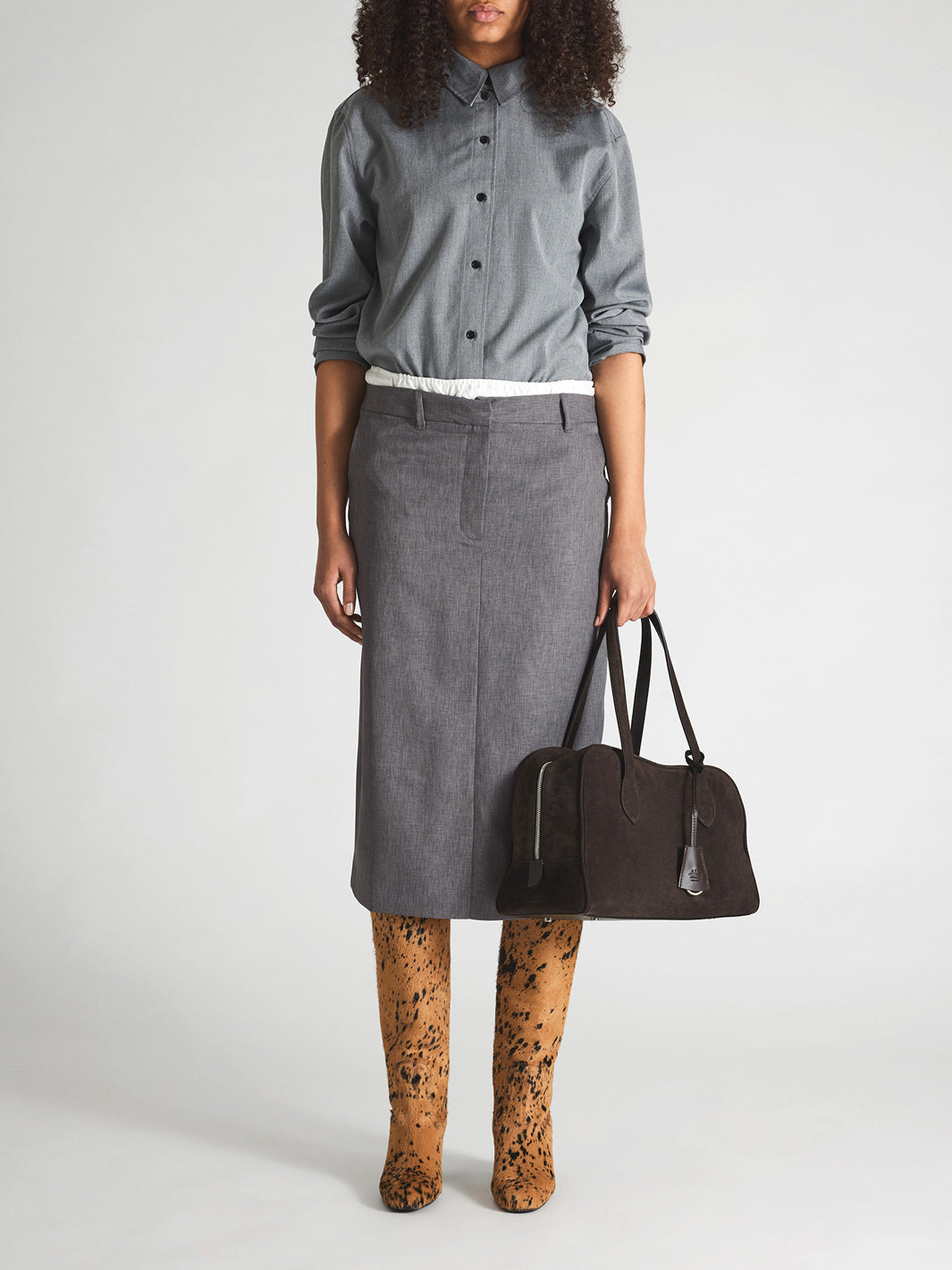 Noale Walnut Suede Top handle bag