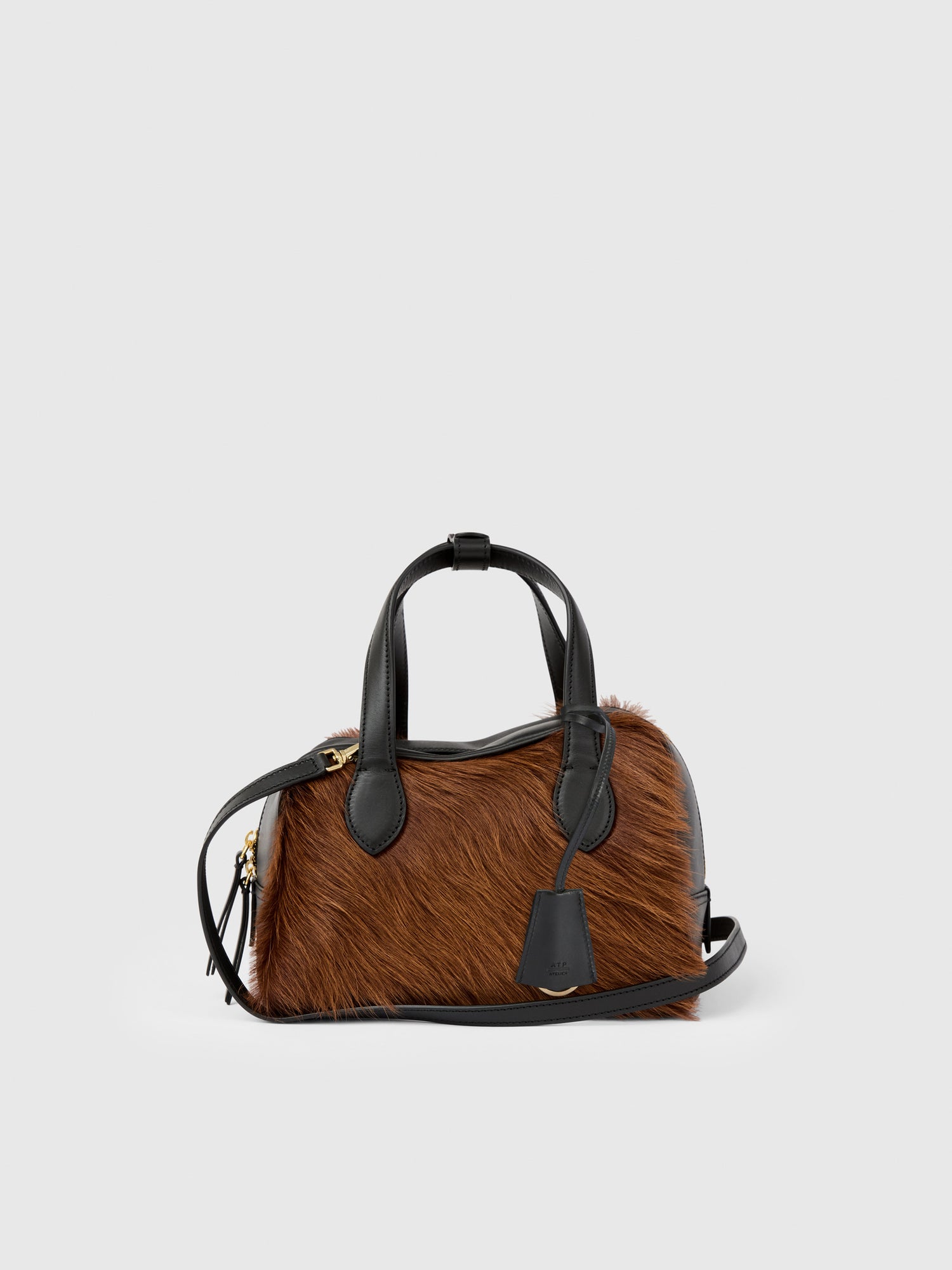 Ormelle Cannella/Black Pony/Leather Top handle bag