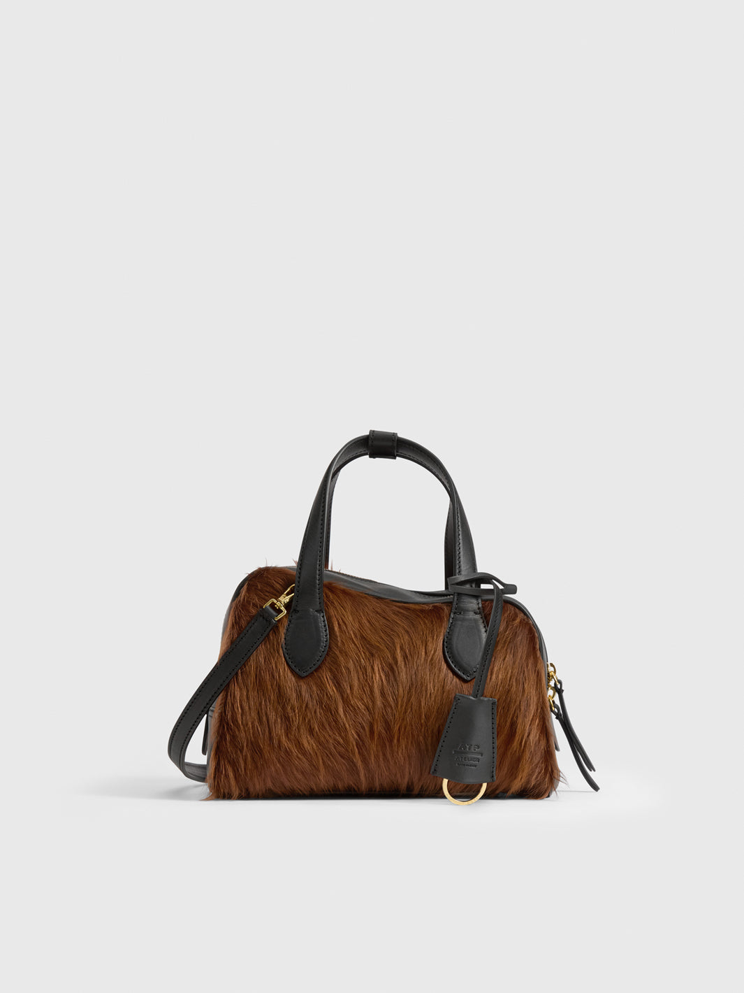 Ormelle Cannella/Black Pony/Leather Top handle bag