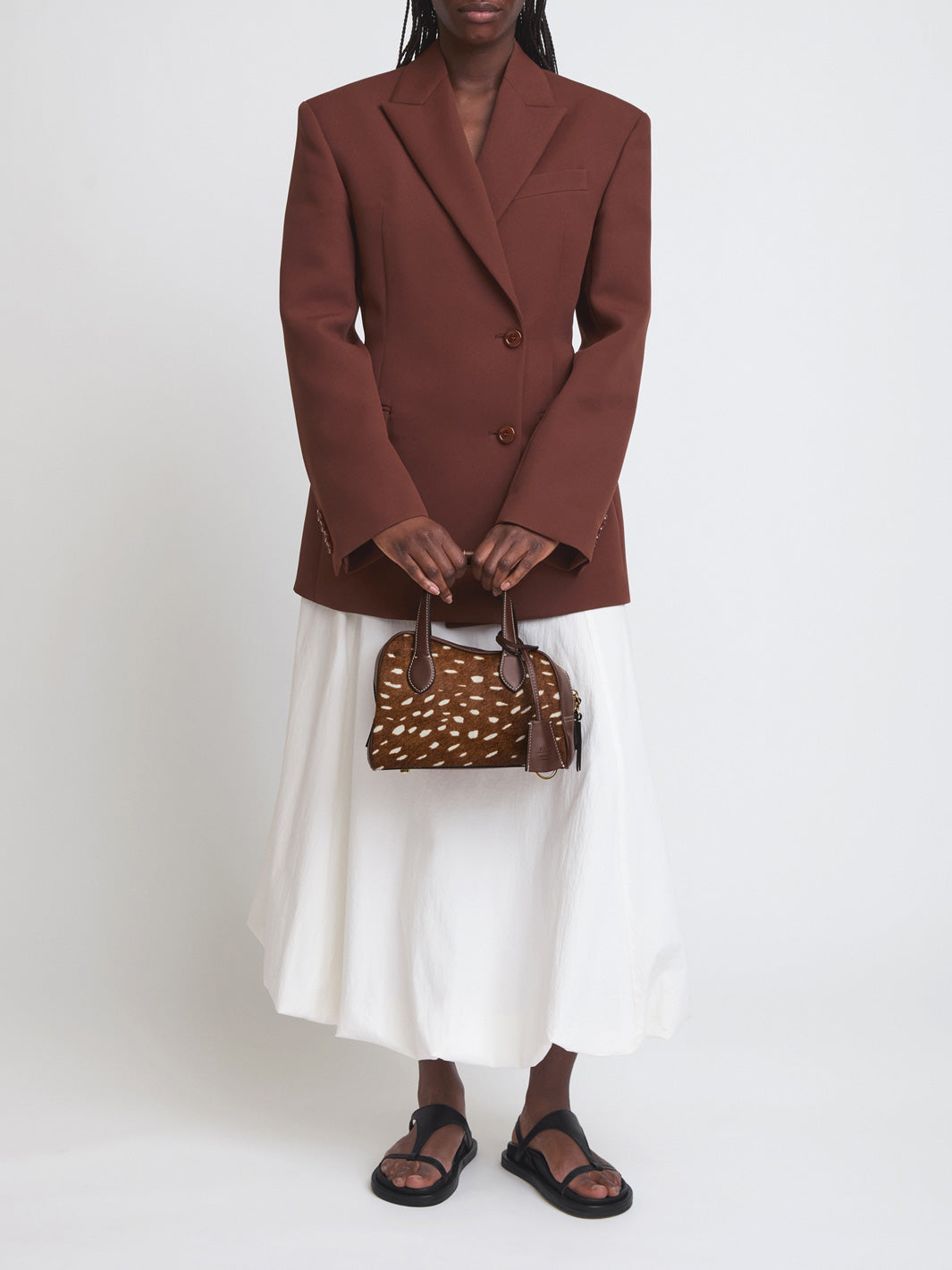 Ormelle Cannella Printed Cerbiatto/Leather Top handle bag